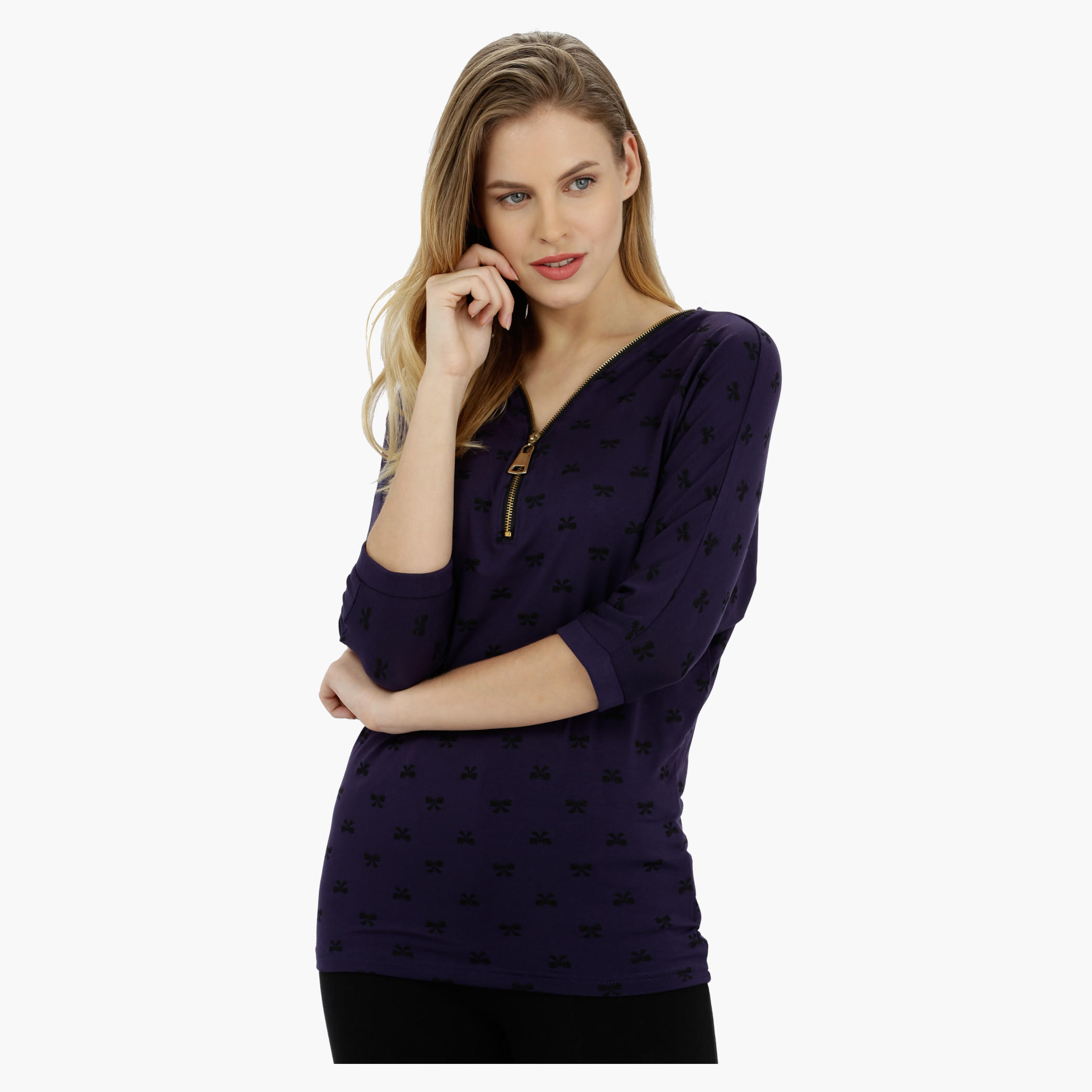 Barbie Printed Top with Zipper Detail-women-clothing-shirtsandblouses-blouses-image-1