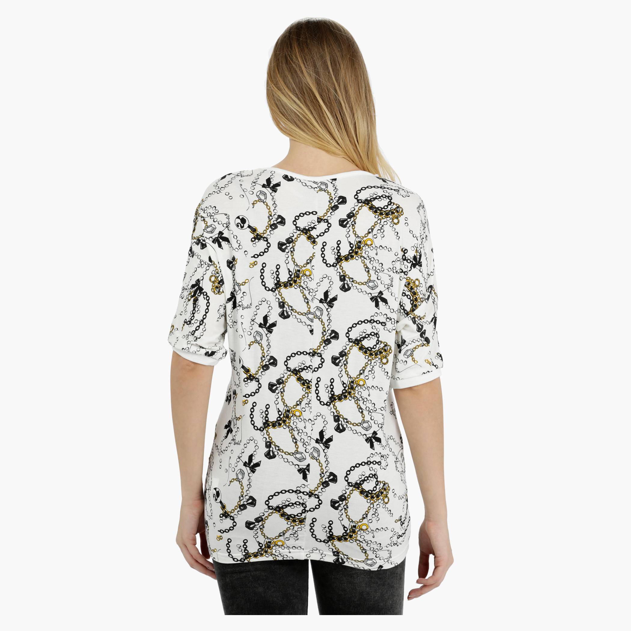 Barbie Printed Top with Short Sleeves-women-clothing-tshirts-image-2