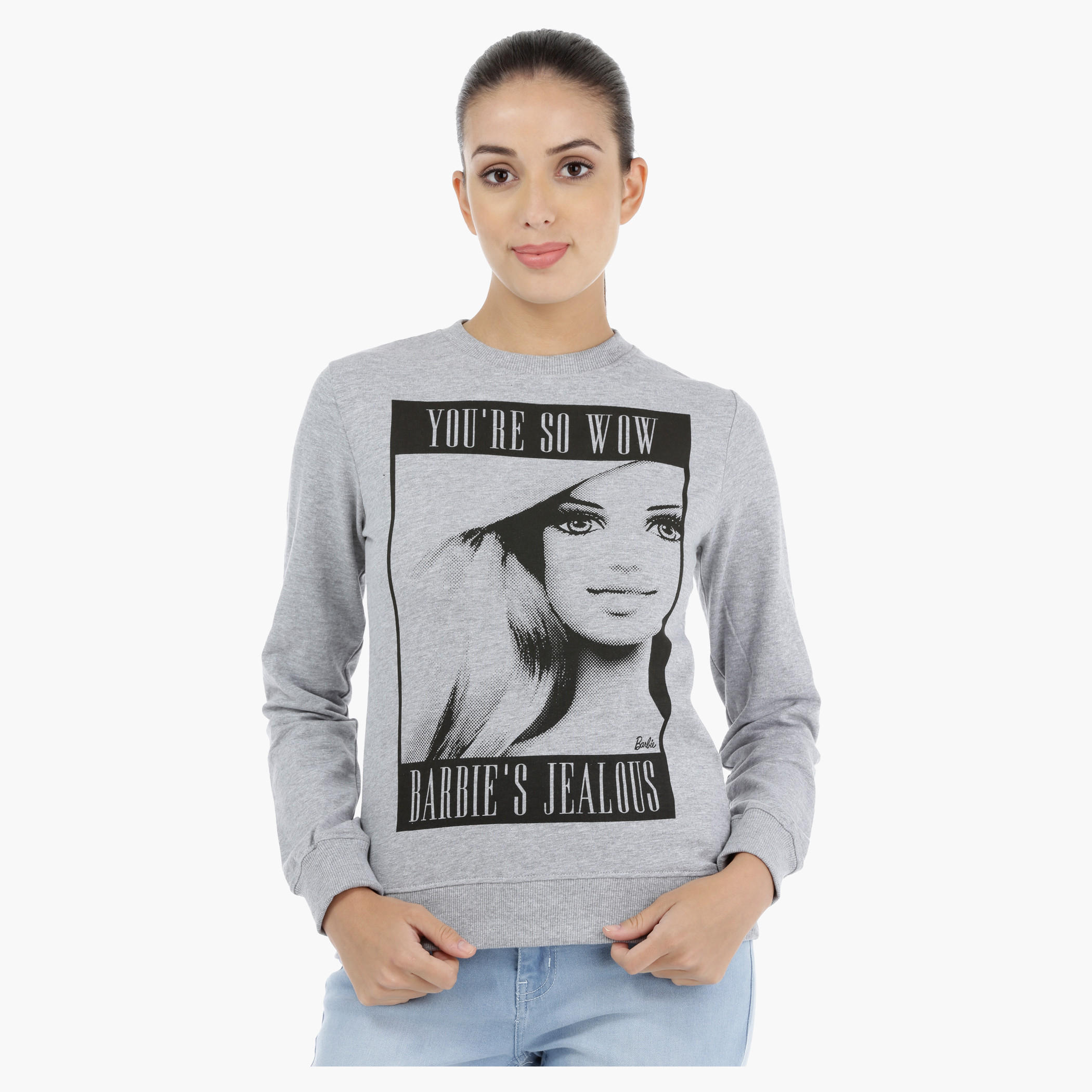 Barbie Graphic Print Sweatshirt with Long Sleeves-women-winterwear-hoodiesandsweatshirts-sweatshirts-image-1