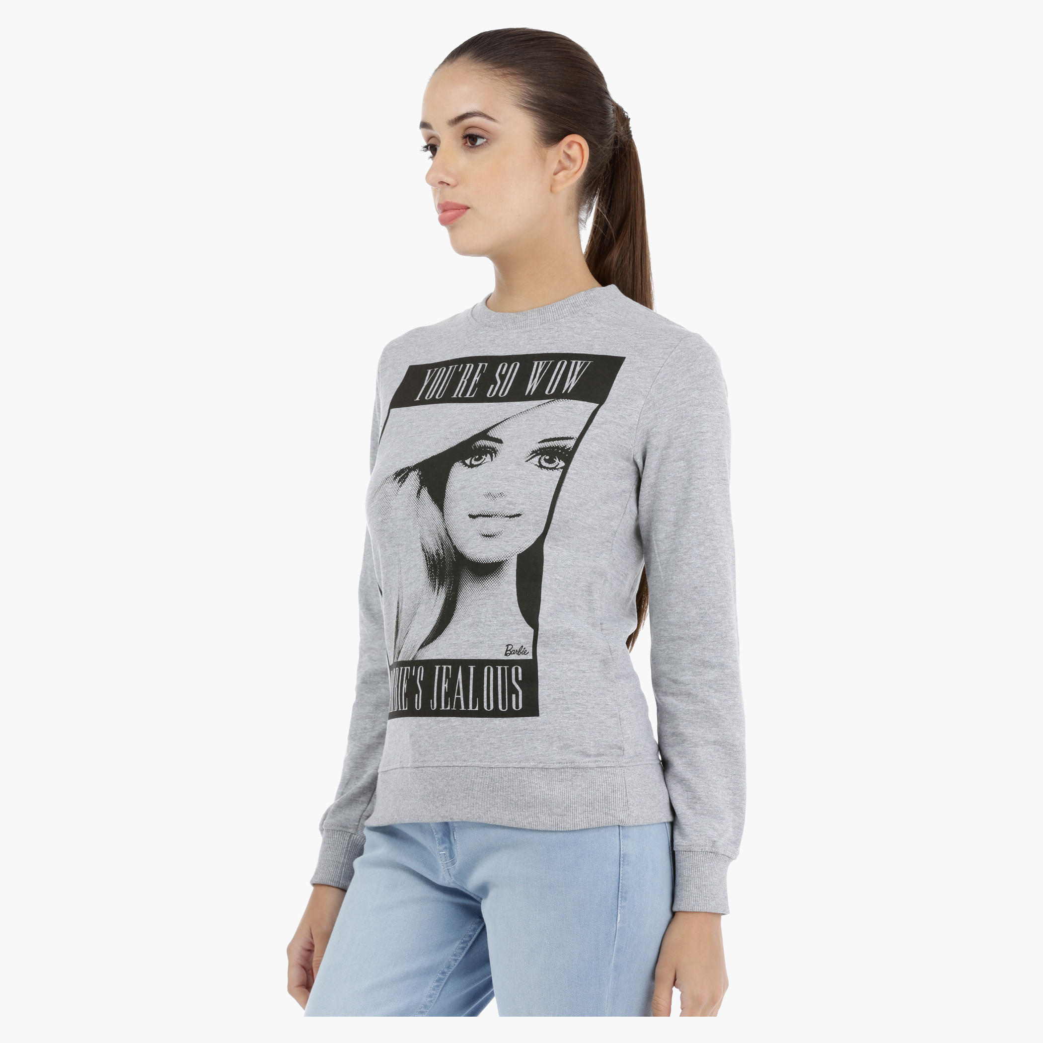Barbie Graphic Print Sweatshirt with Long Sleeves-women-winterwear-hoodiesandsweatshirts-sweatshirts-image-3