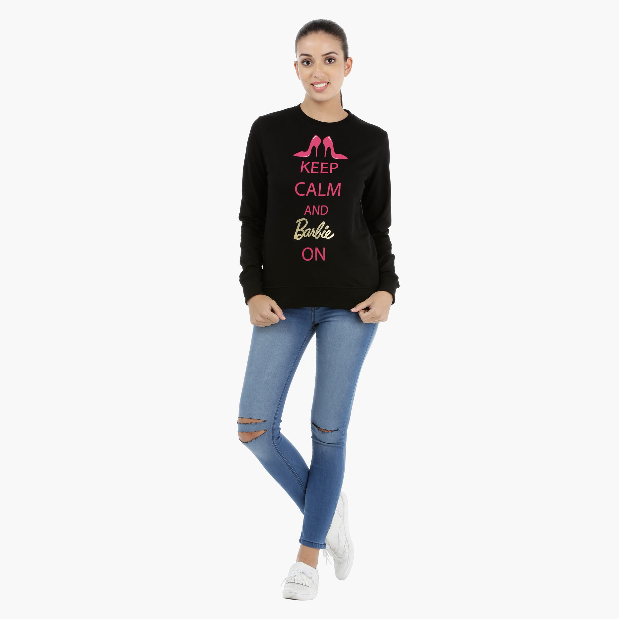 Barbie Graphic Print Sweatshirt with Long Sleeves-women-winterwear-hoodiesandsweatshirts-sweatshirts-image-5