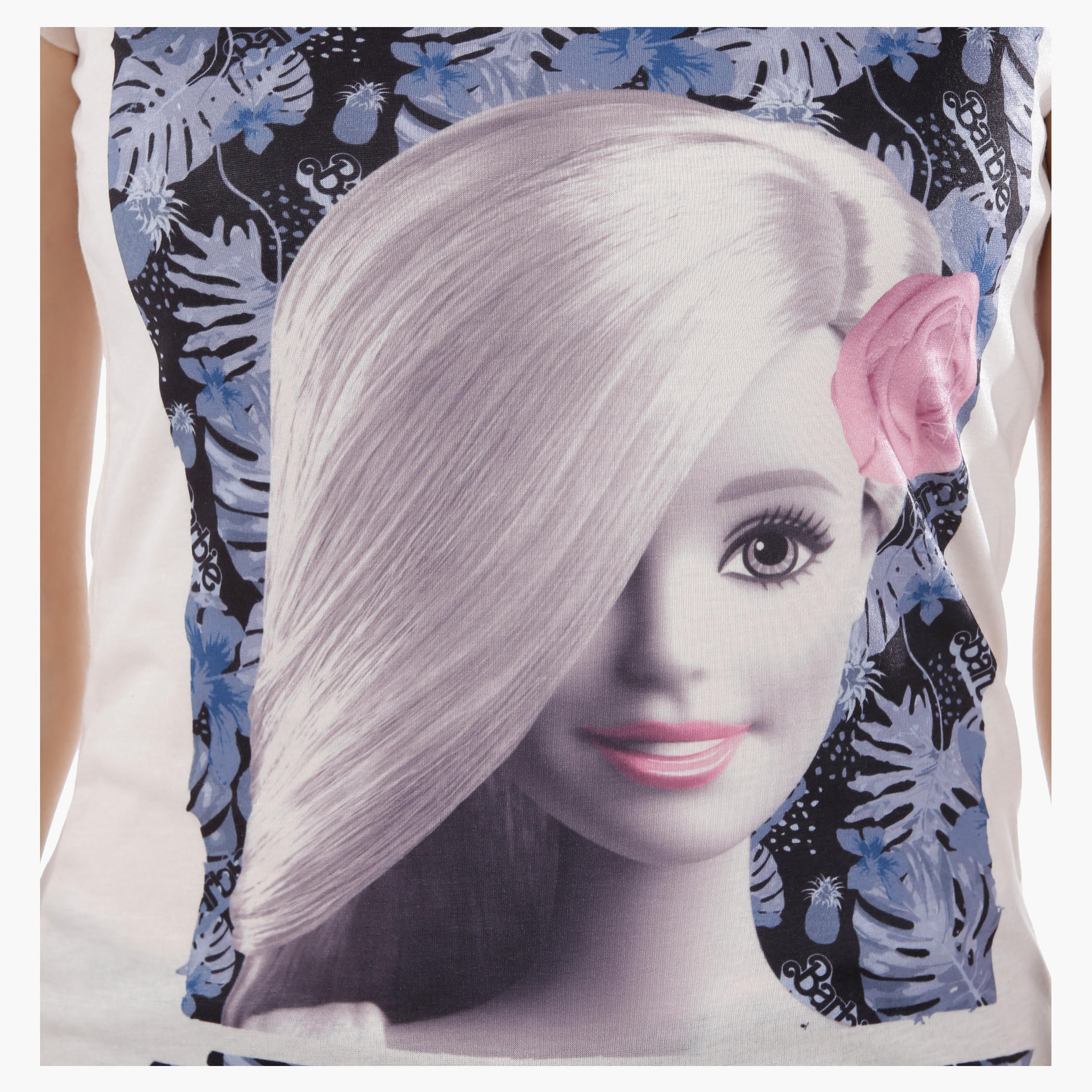 Barbie Print T-Shirt with Short Sleeves in Regular Fit-women-clothing-tshirts-image-4