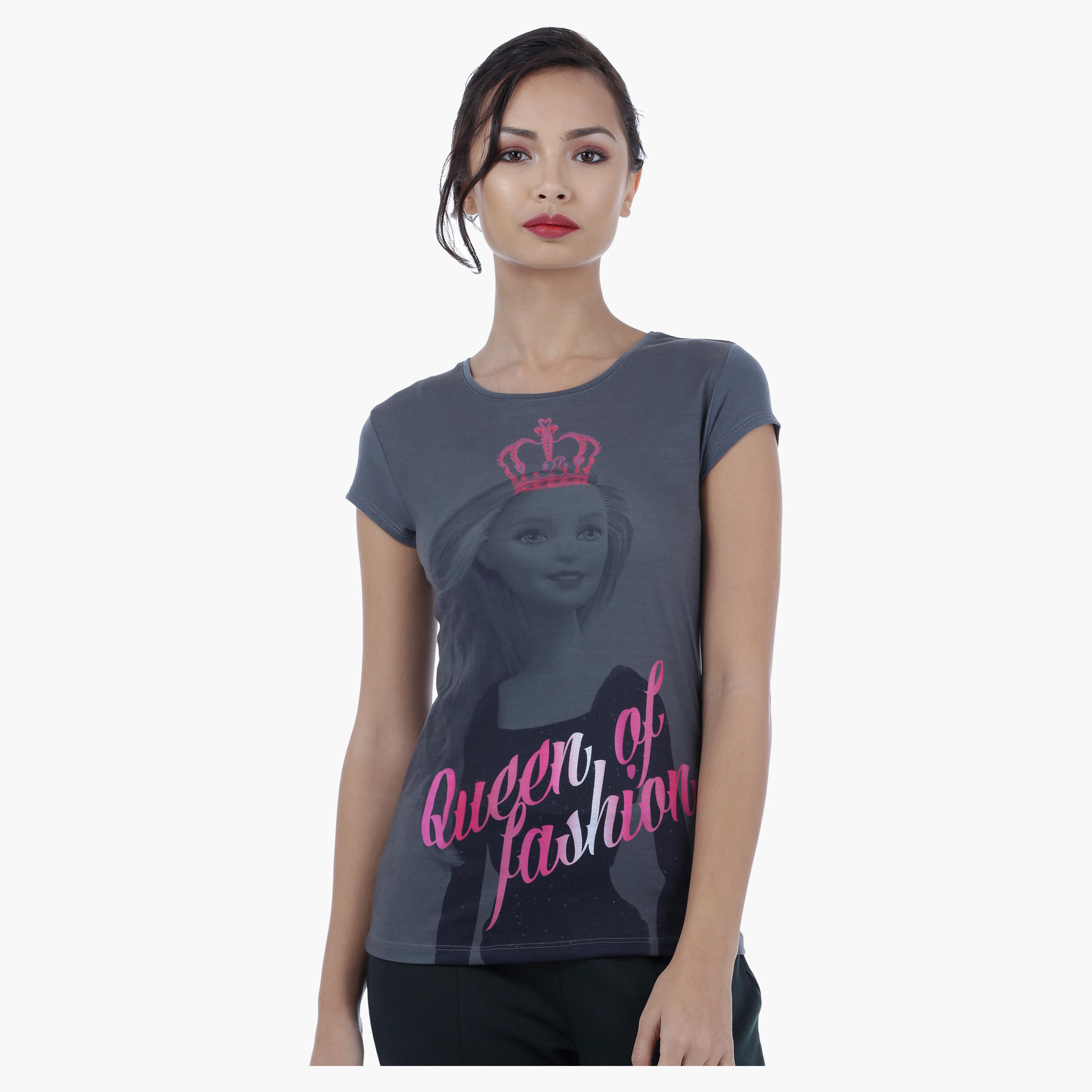 Barbie Printed T-Shirt with Short Sleeves-women-clothing-tshirts-image-1