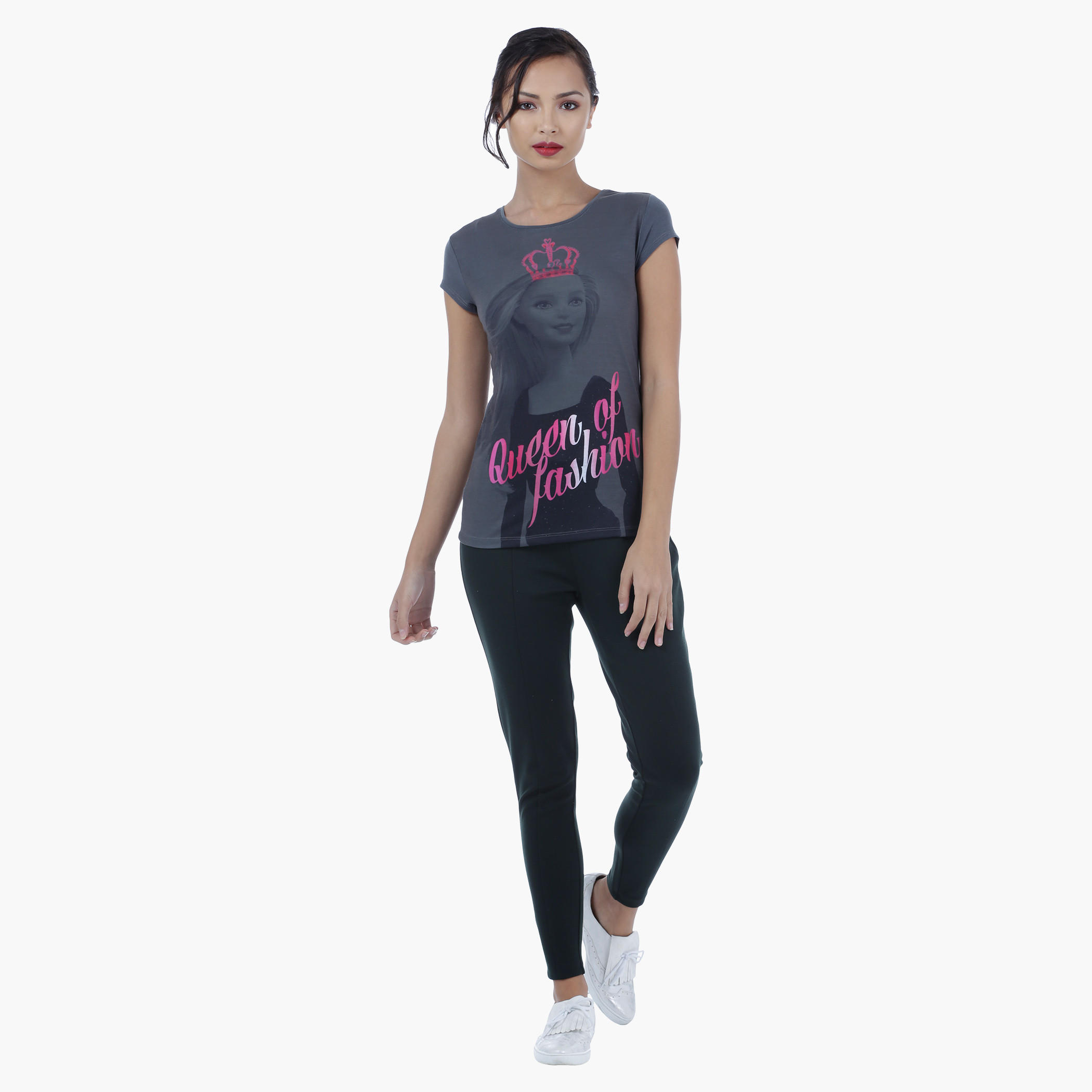 Barbie Printed T-Shirt with Short Sleeves-women-clothing-tshirts-image-1