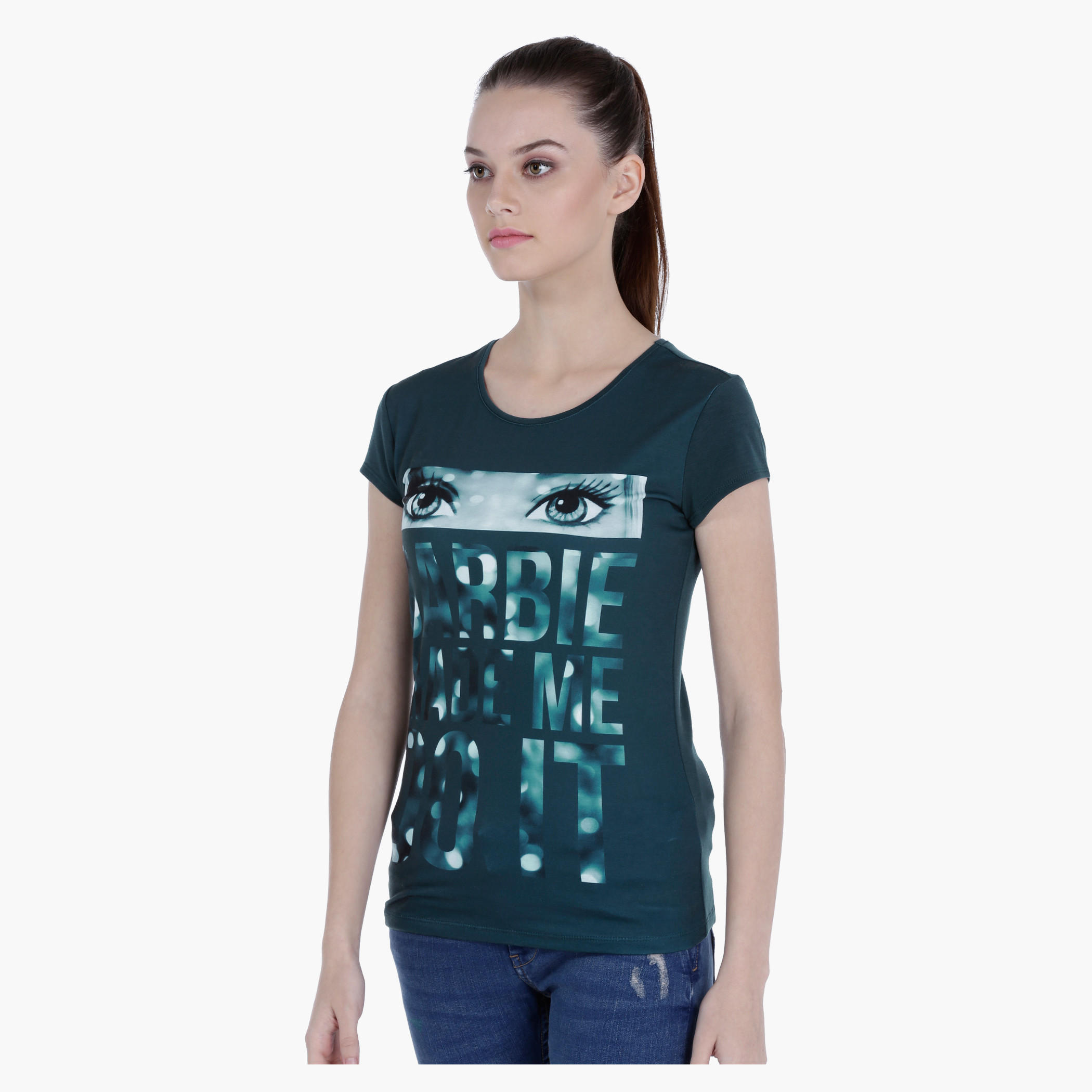 Barbie Graphic Print T-Shirt with Short Sleeves-women-clothing-tshirts-image-3