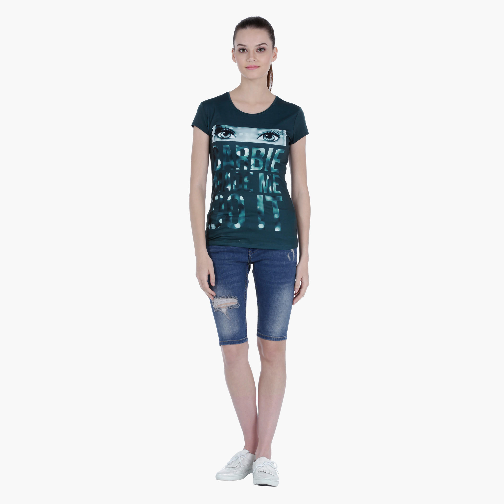 Barbie Graphic Print T-Shirt with Short Sleeves-women-clothing-tshirts-image-5