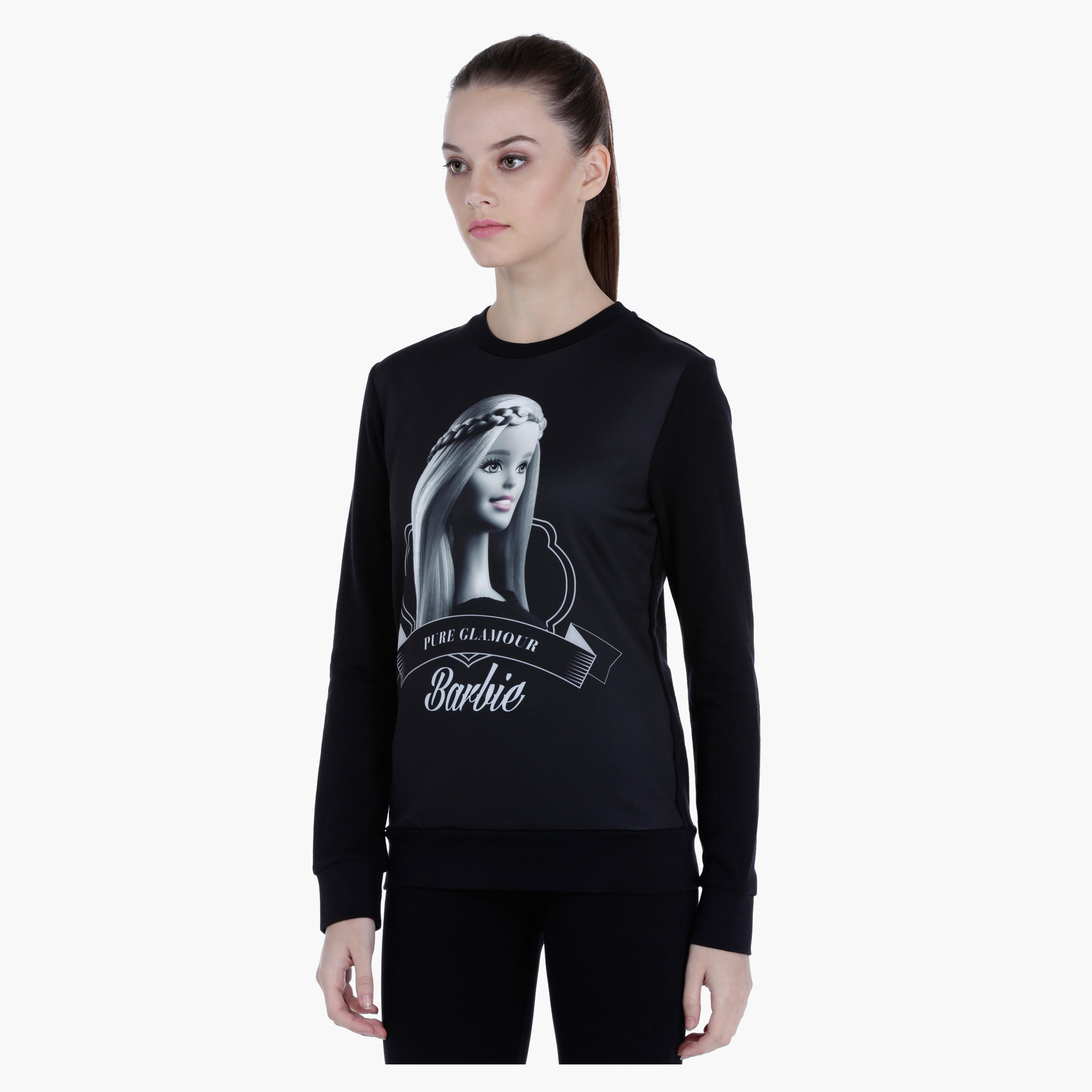 Barbie Print Sweatshirt with Long Sleeves-women-winterwear-hoodiesandsweatshirts-sweatshirts-image-3