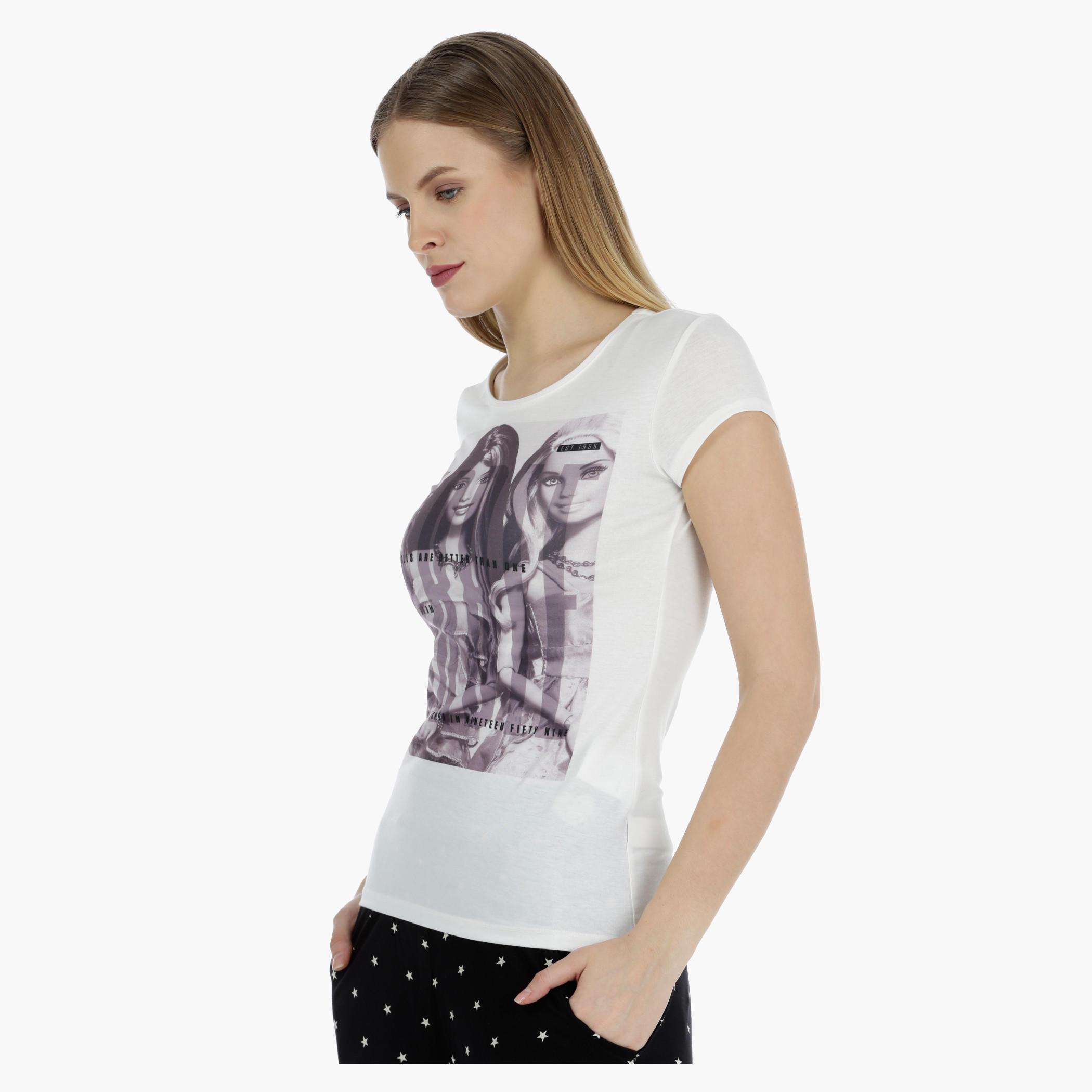 Barbie Photographic Print Short-sleeved T-shirt-women-clothing-tshirts-image-3