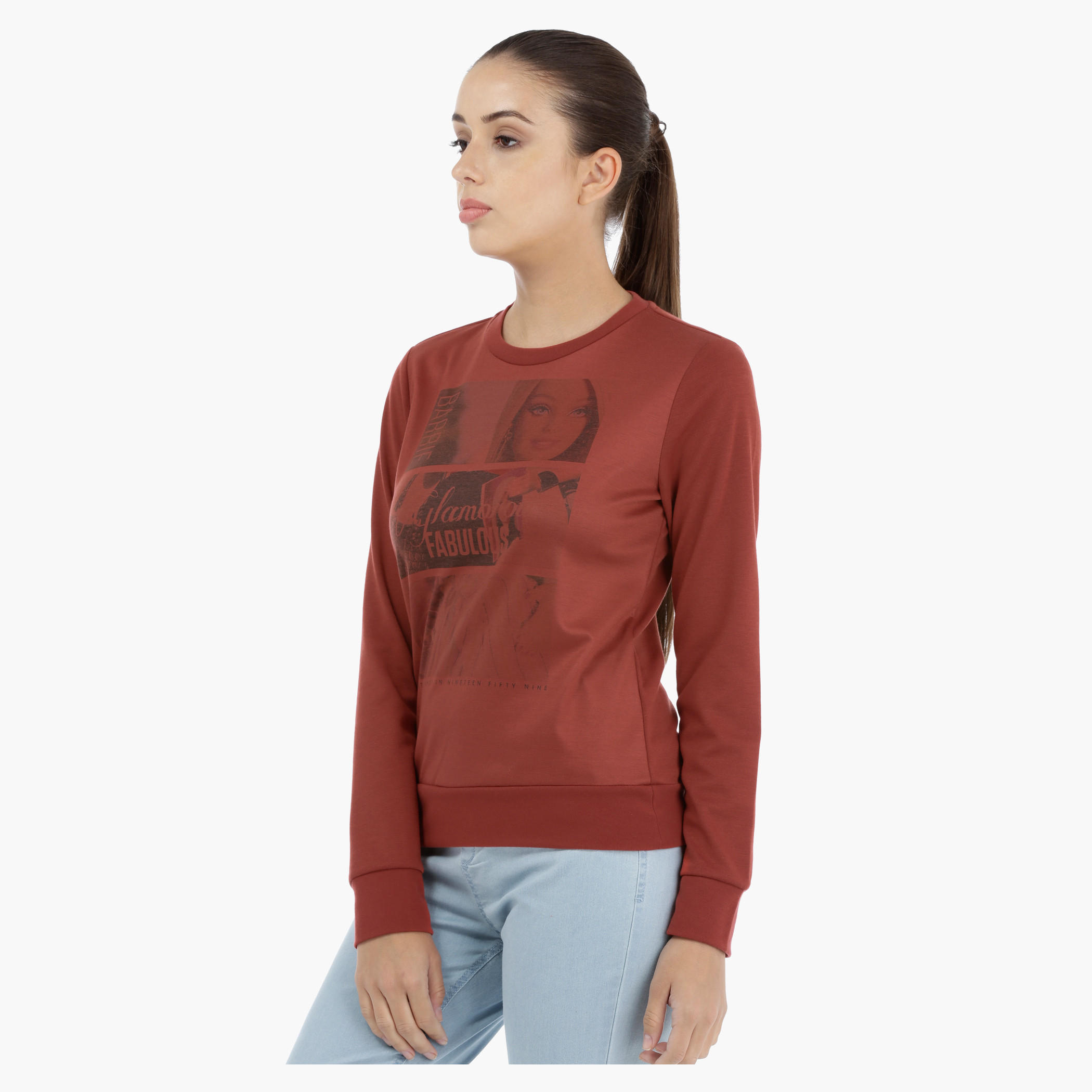 Barbie Graphic Print Sweatshirt with Long Sleeves-women-winterwear-hoodiesandsweatshirts-sweatshirts-image-3