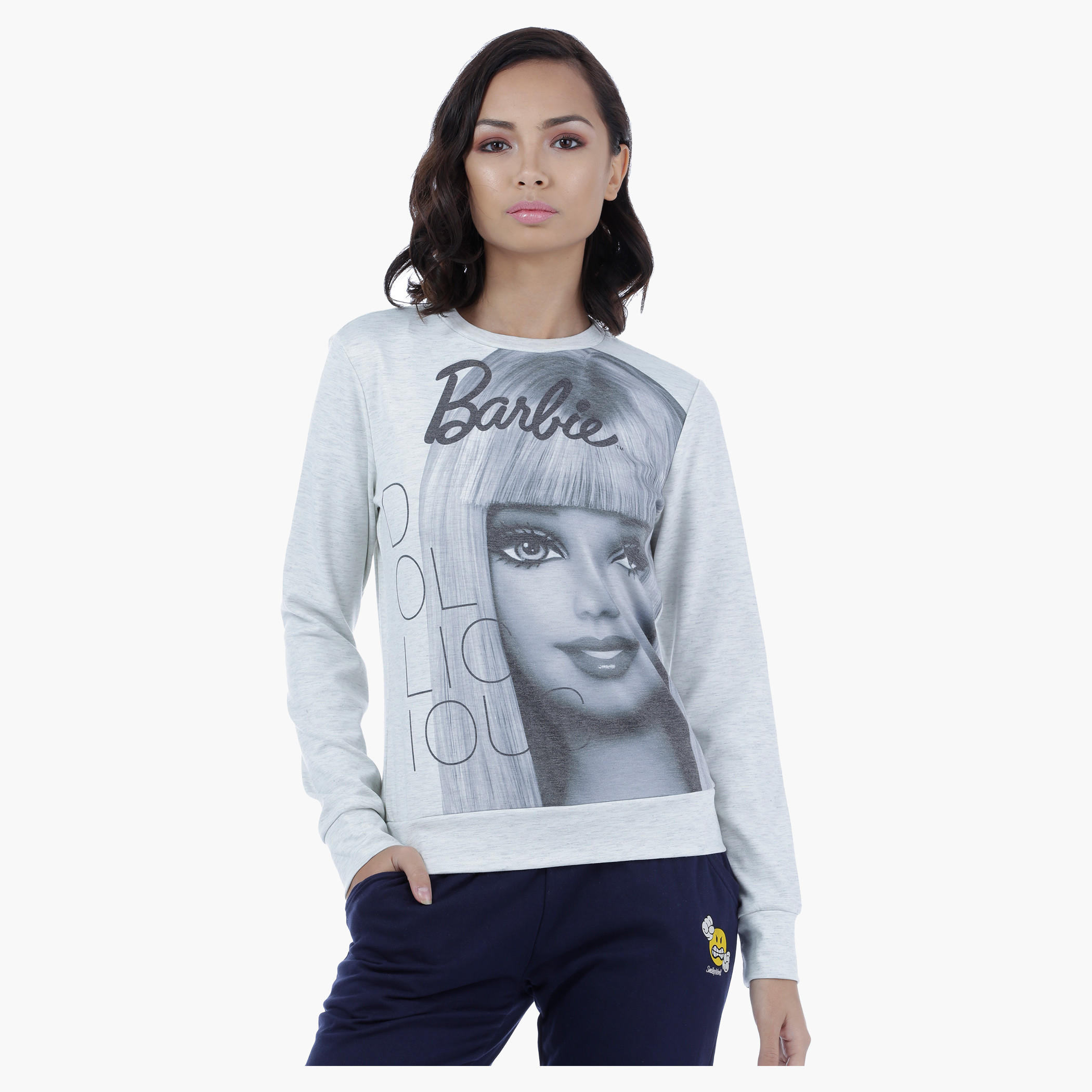 Barbie Printed Sweatshirt with Long Sleeves-women-winterwear-hoodiesandsweatshirts-sweatshirts-image-1