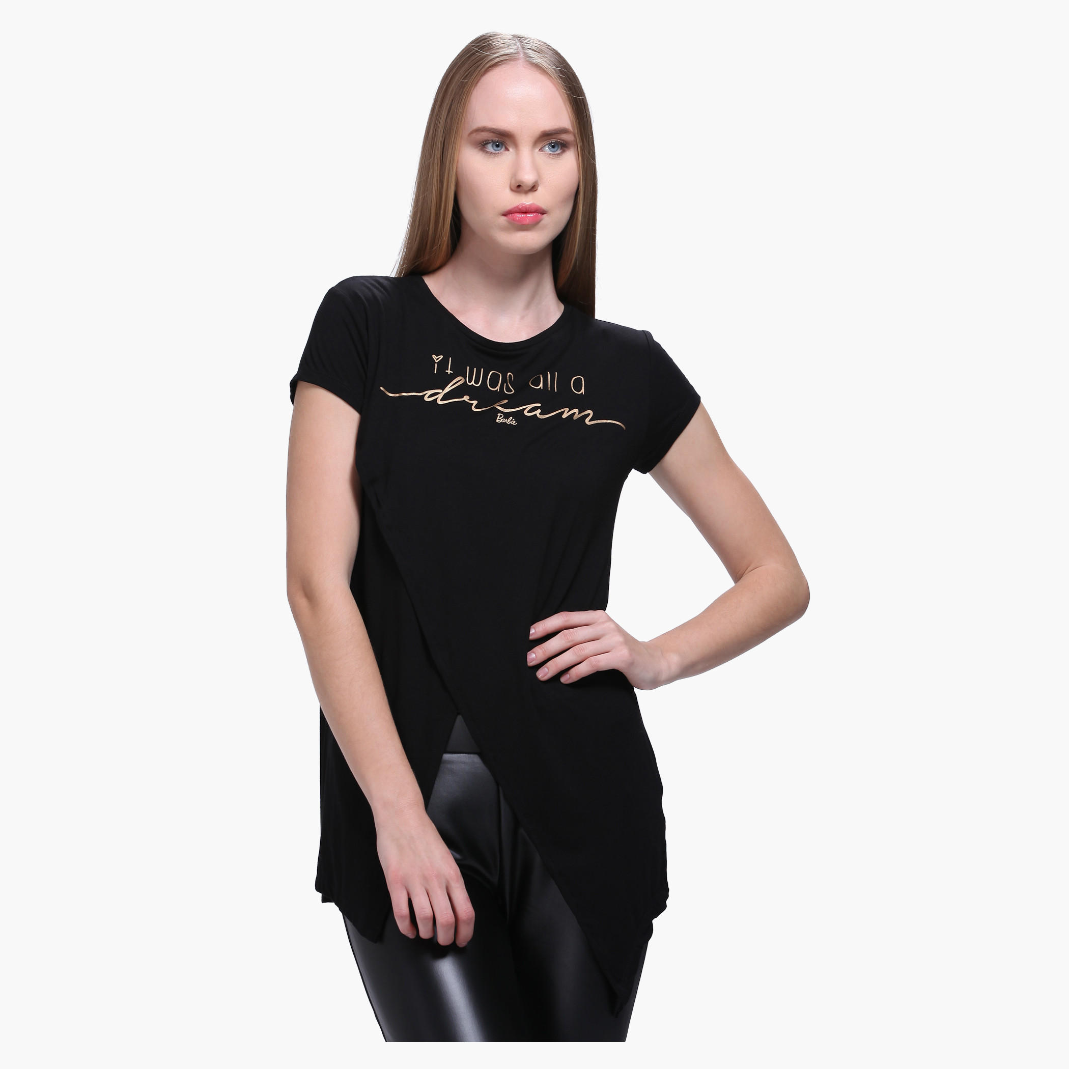 Barbie Printed T-Shirt with Short Sleeves-women-clothing-tshirts-image-1