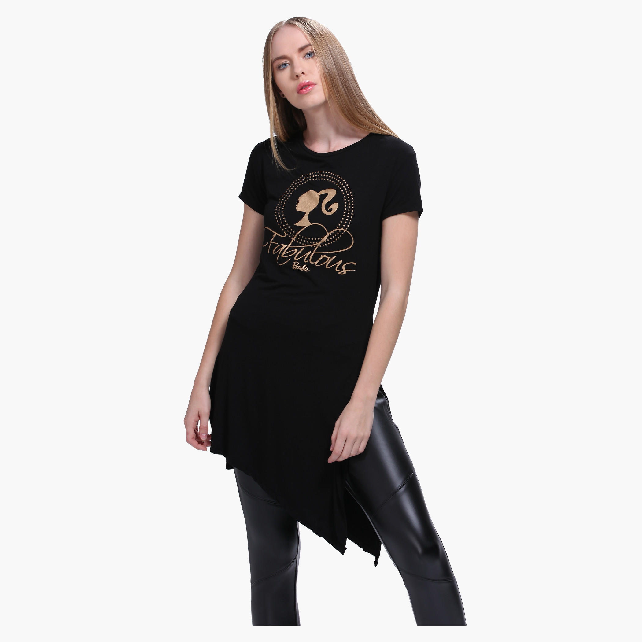 Barbie Printed T-Shirt with Short Sleeves-women-clothing-tshirts-image-1