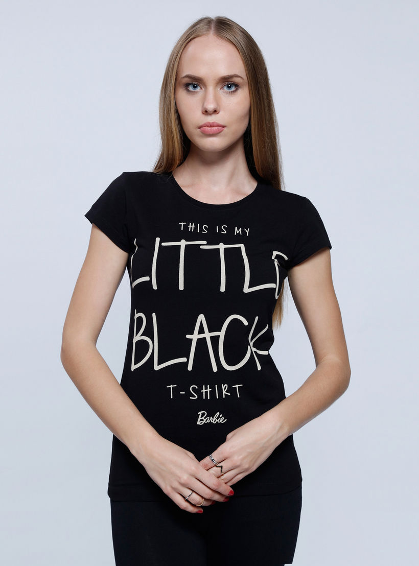 Barbie Printed T-Shirt with Round Neck and Short Sleeves-women-clothing-tshirts-image-5