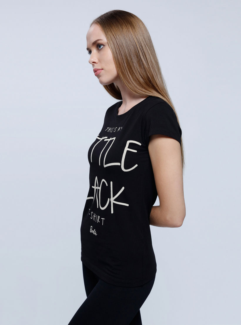 Barbie Printed T-Shirt with Round Neck and Short Sleeves-women-clothing-tshirts-image-3