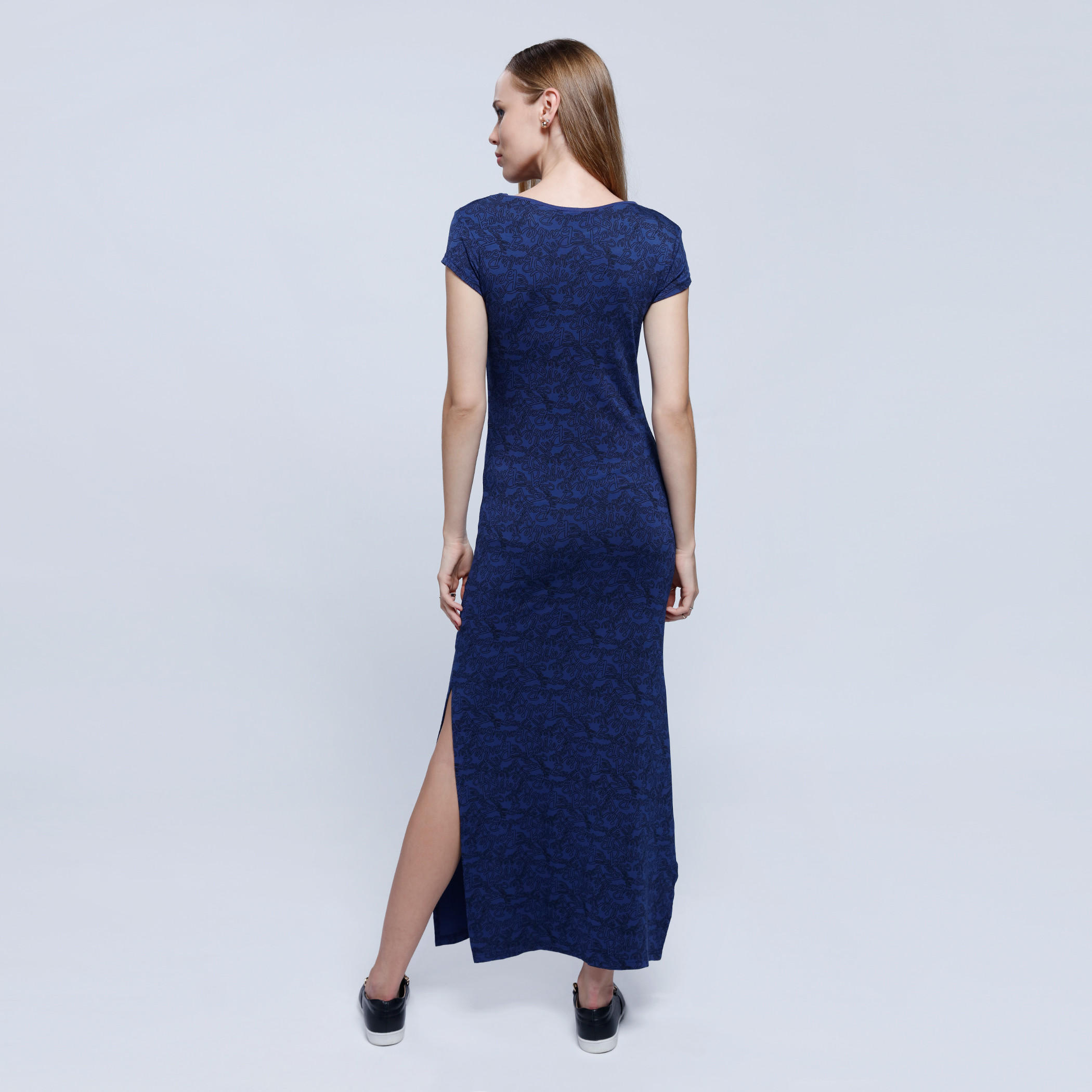 Barbie Printed Ankle Length Dress with Round Neck and Side Slits-women-clothing-dresses-image-2