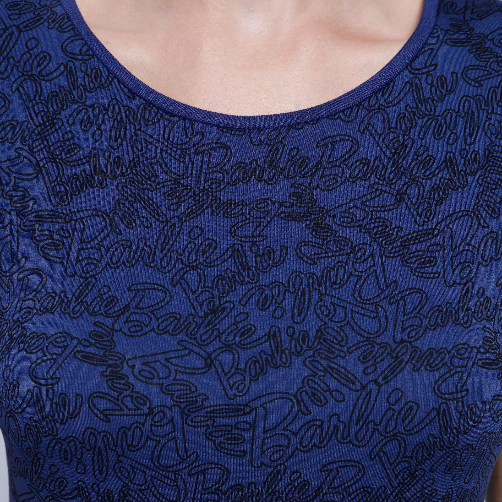 Barbie Printed Ankle Length Dress with Round Neck and Side Slits-women-clothing-dresses-image-4