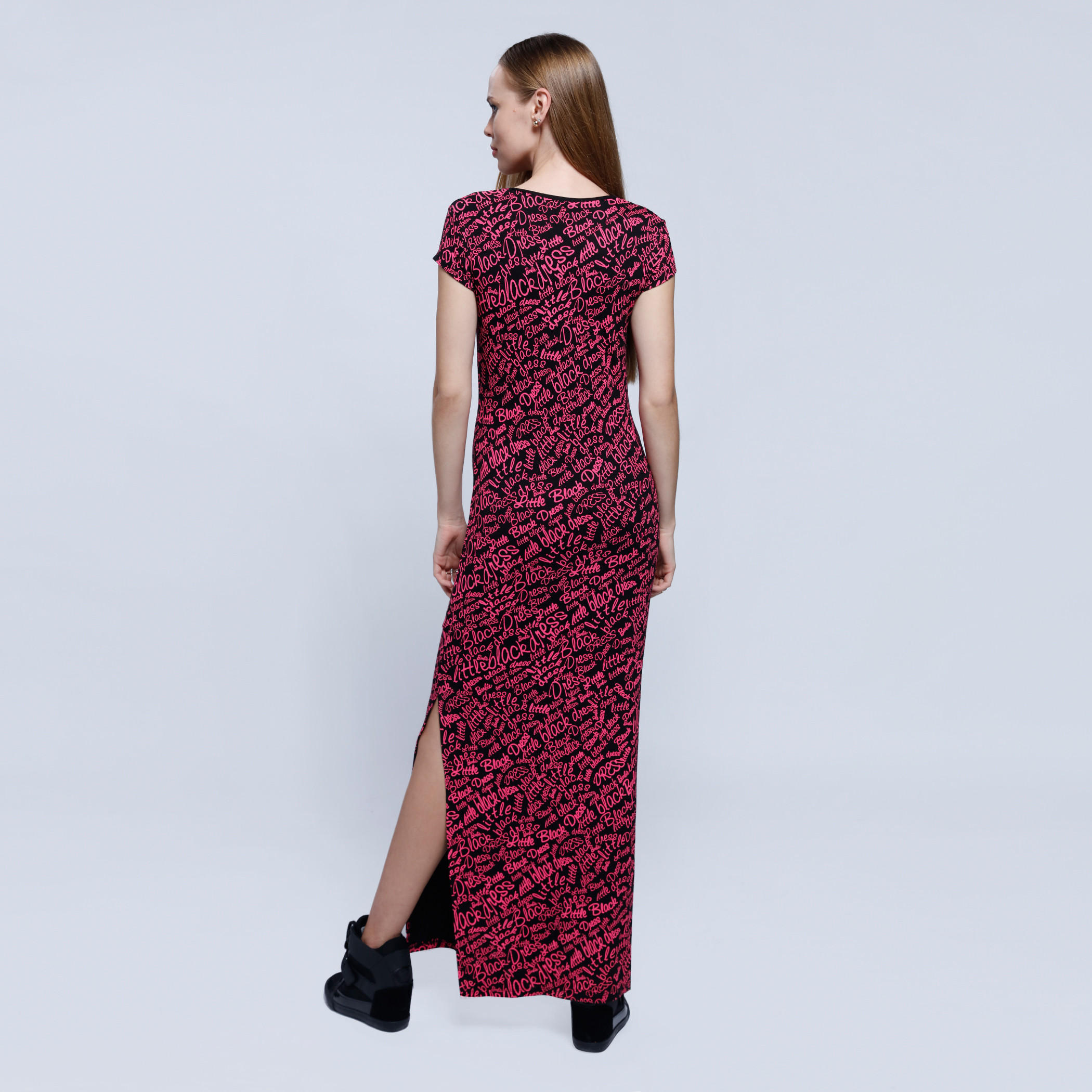 Barbie Printed Ankle Length Dress with Round Neck and Side Slits-women-clothing-dresses-image-2