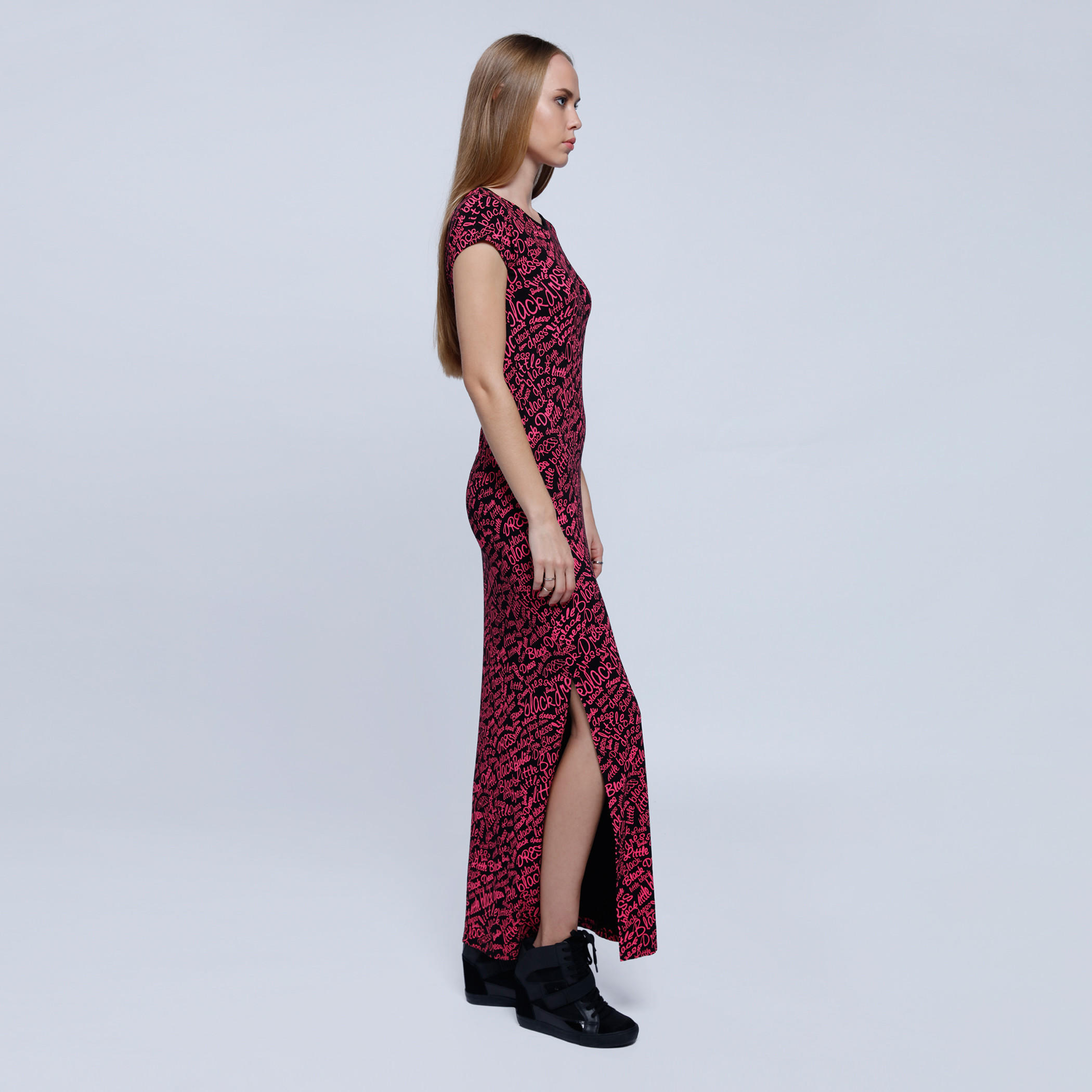 Barbie Printed Ankle Length Dress with Round Neck and Side Slits-women-clothing-dresses-image-3