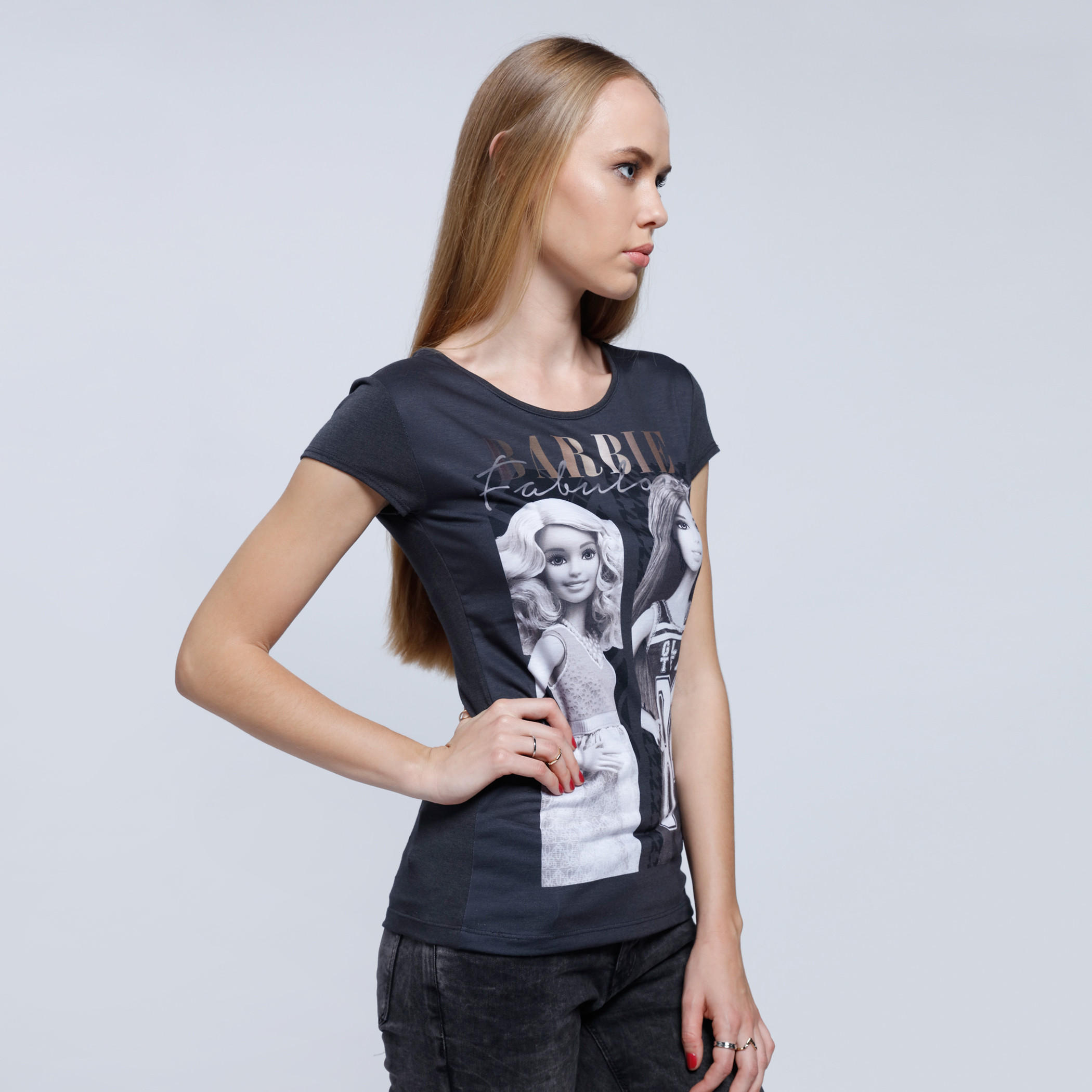 Barbie Printed T-Shirt with Round Neck and Short Sleeves-women-clothing-tshirts-image-3