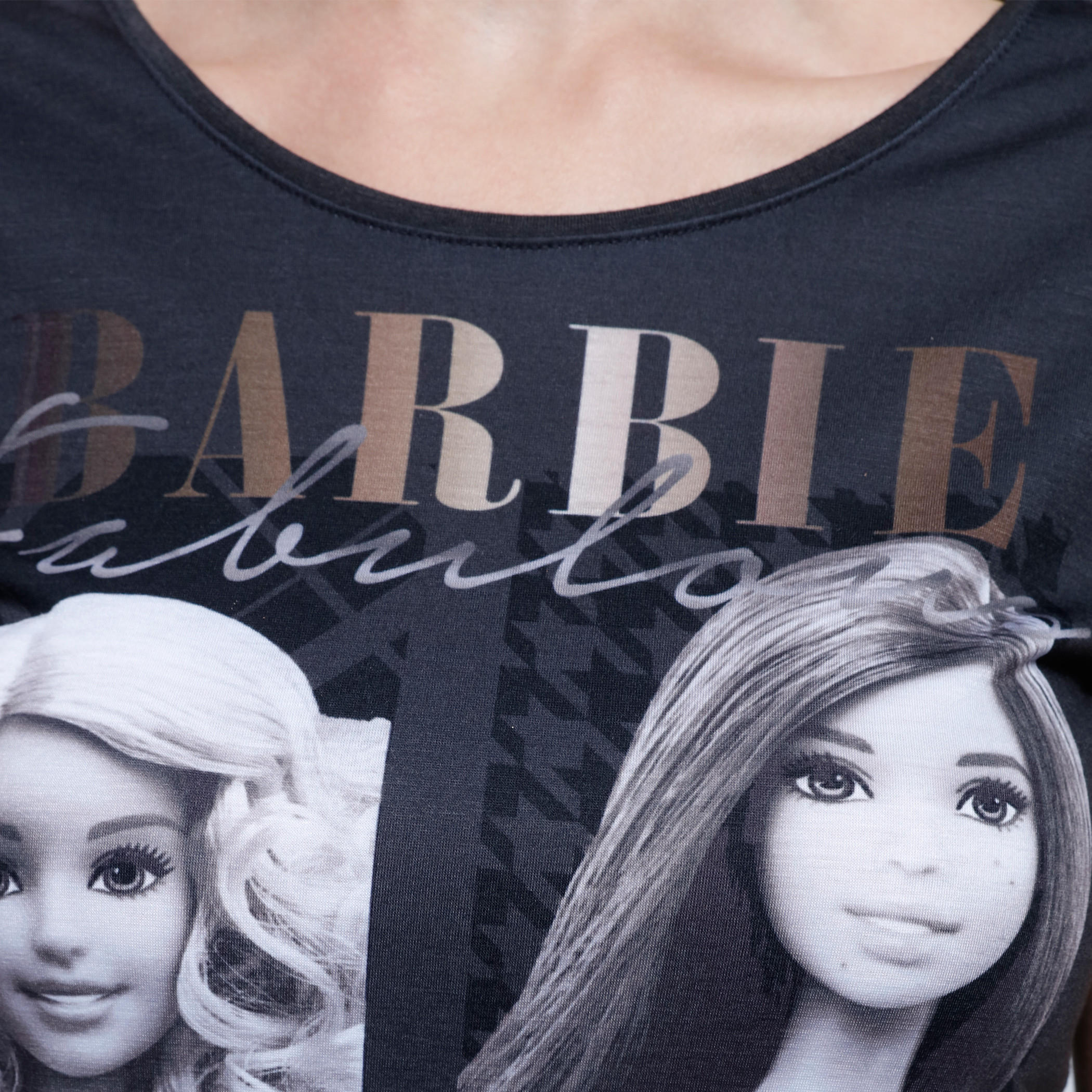 Barbie Printed T-Shirt with Round Neck and Short Sleeves-women-clothing-tshirts-image-2