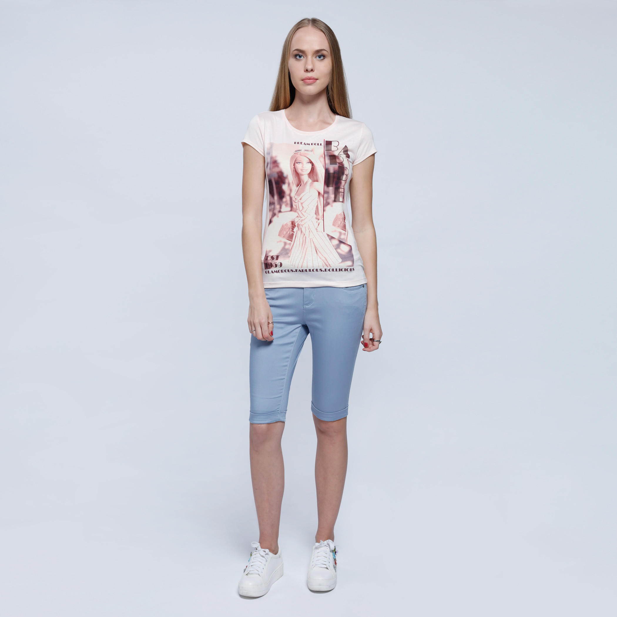 Barbie Printed T-Shirt with Round Neck and Short Sleeves-women-clothing-tshirts-image-5