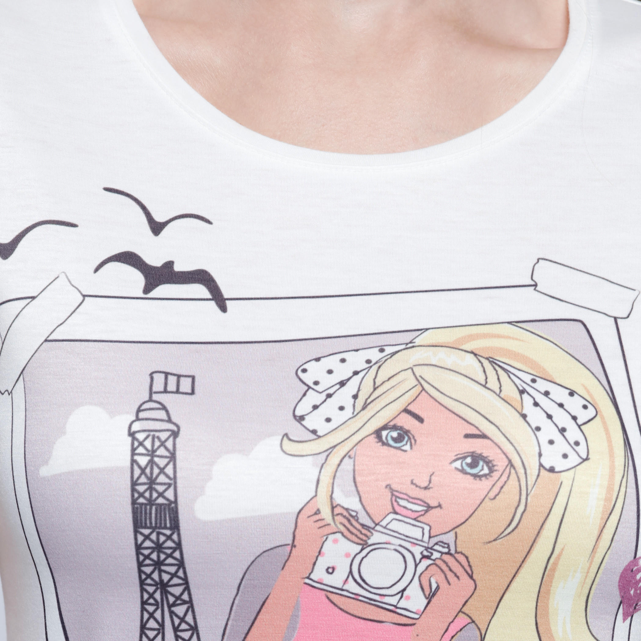 Barbie Printed T-Shirt with Round Neck and Short Sleeves-women-clothing-tshirts-image-4