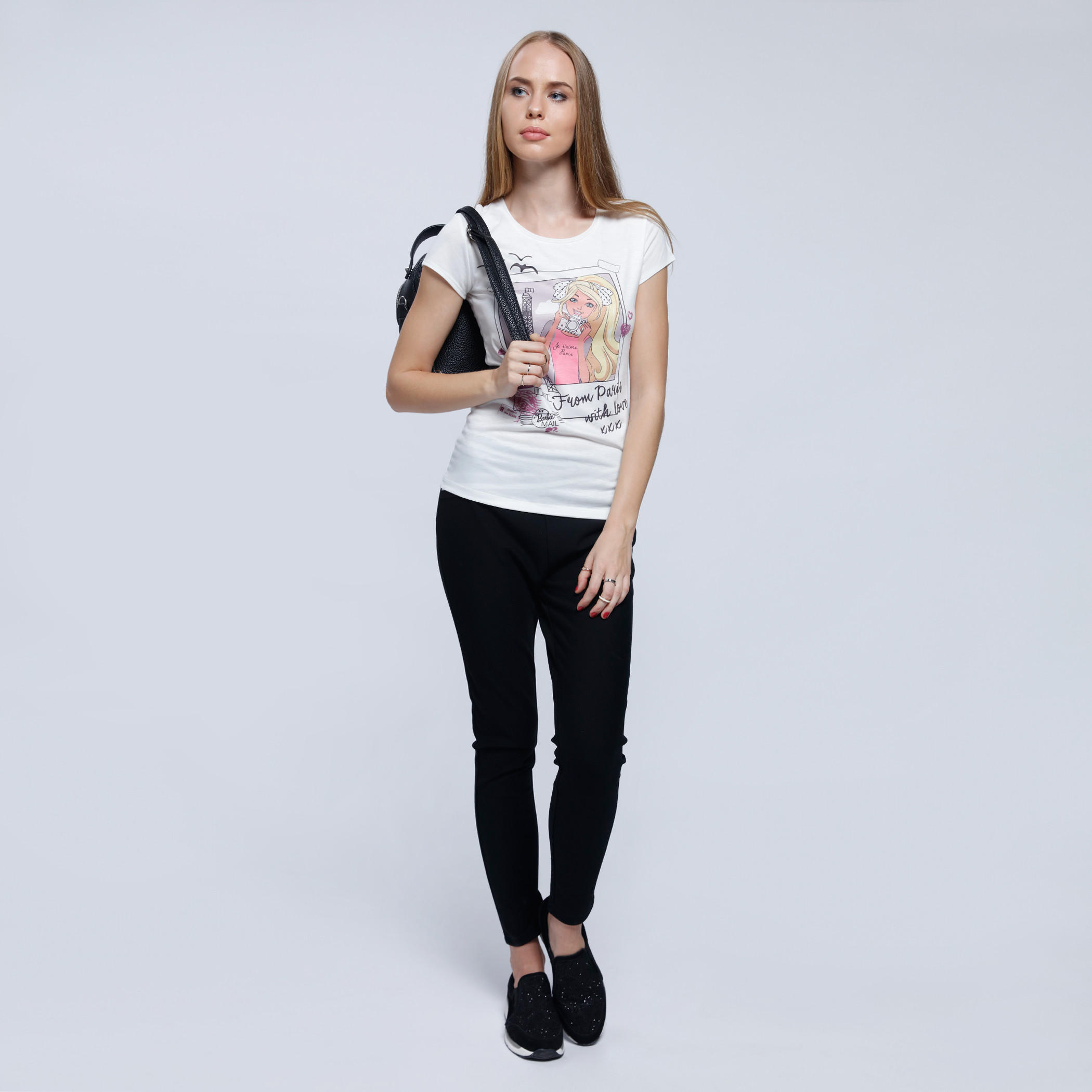 Barbie Printed T-Shirt with Round Neck and Short Sleeves-women-clothing-tshirts-image-5