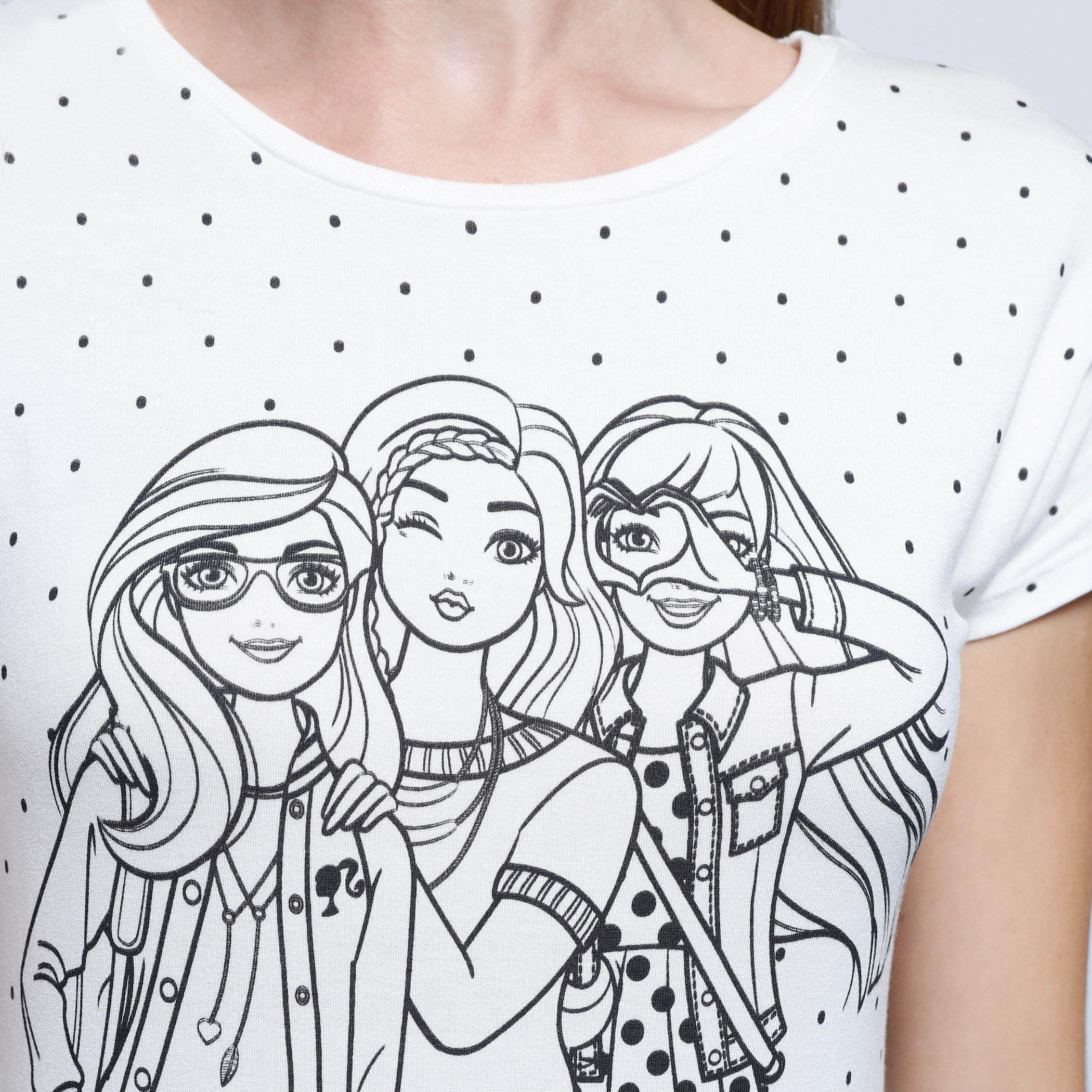 Barbie Printed Long Top with Short Sleeves and Side Slit-women-clothing-tshirts-image-4