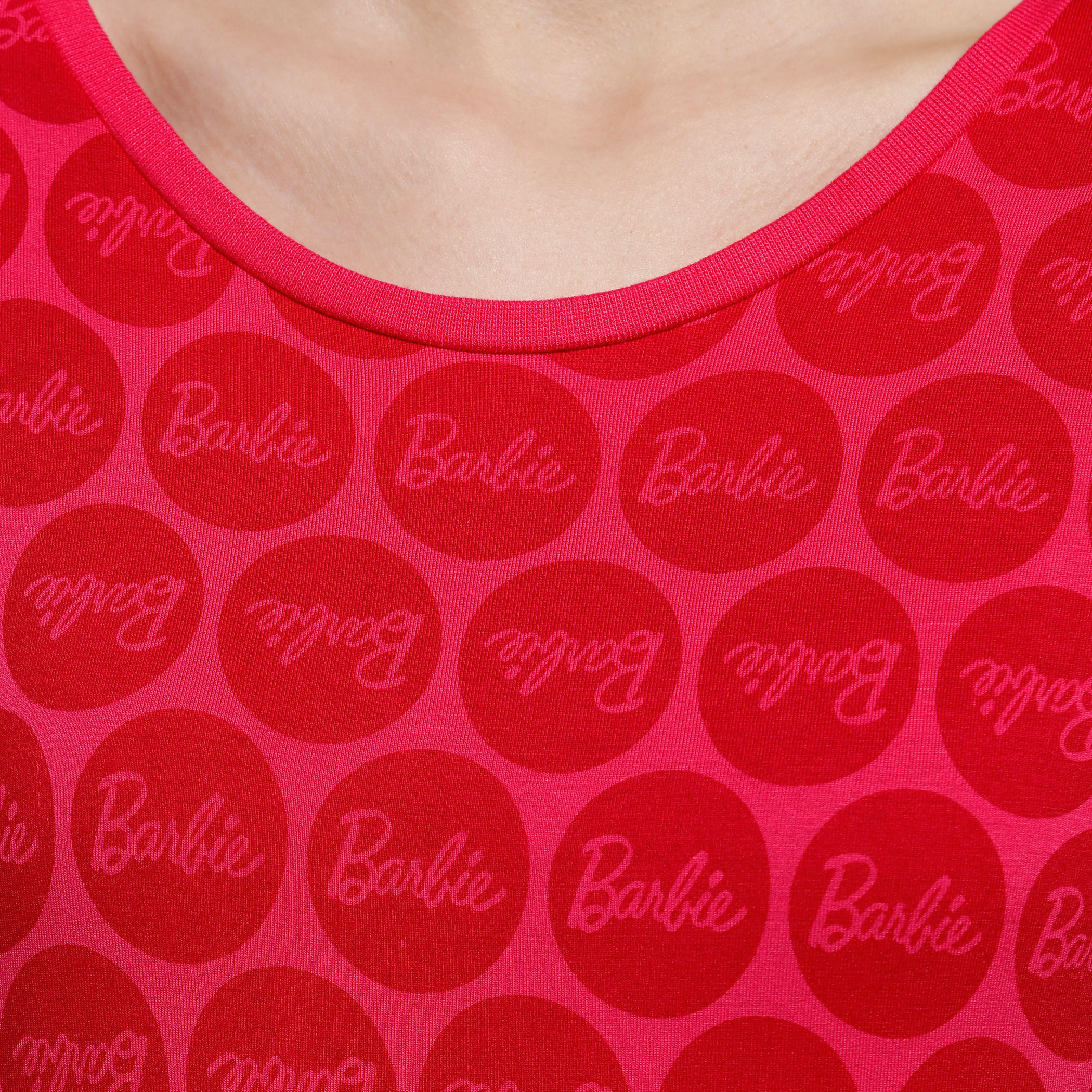 Barbie Printed Long Tunic with Round Neck and Short Sleeves-women-clothing-shirtsandblouses-blouses-image-4