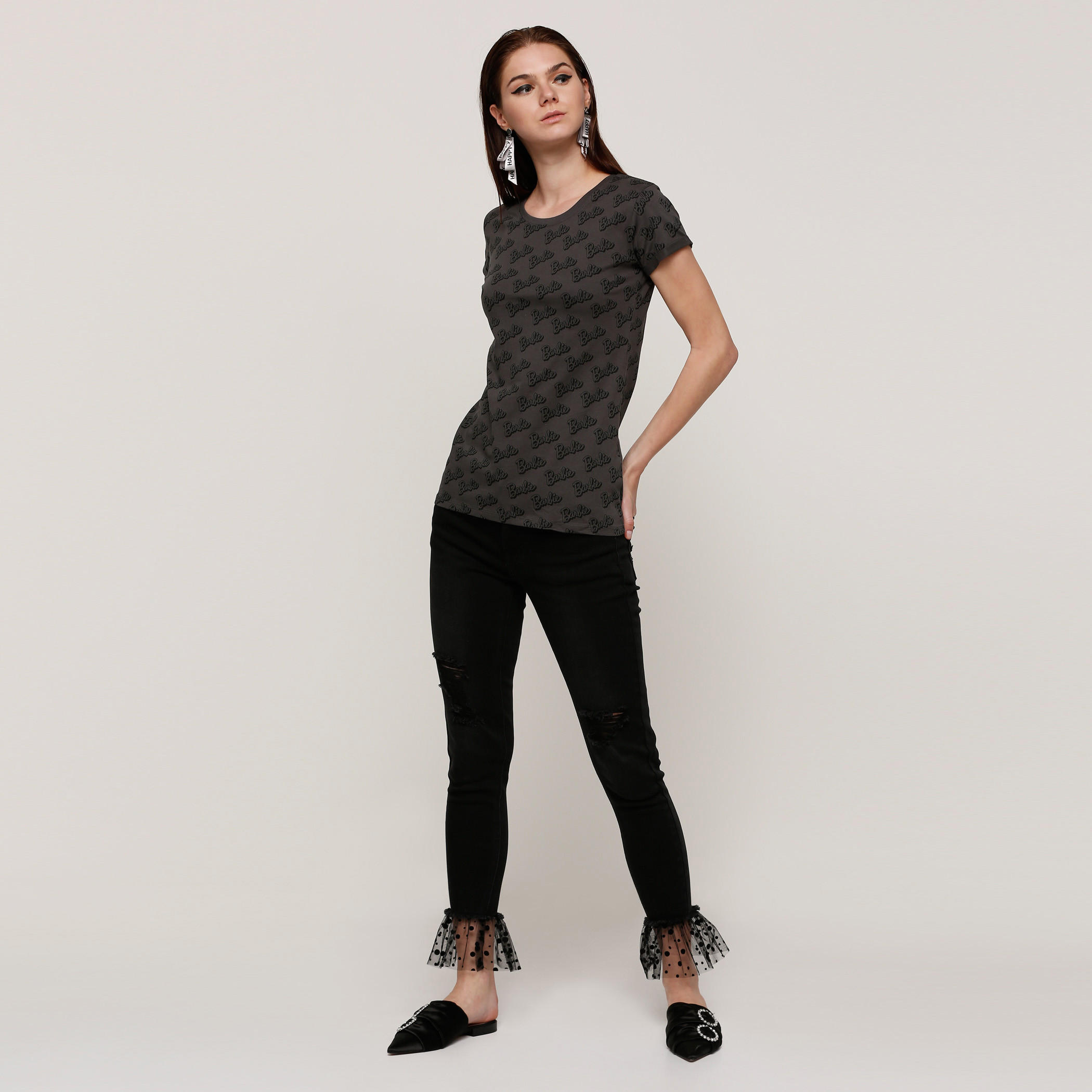 Barbie Printed Round Neck T-Shirt-women-clothing-tshirts-image-5