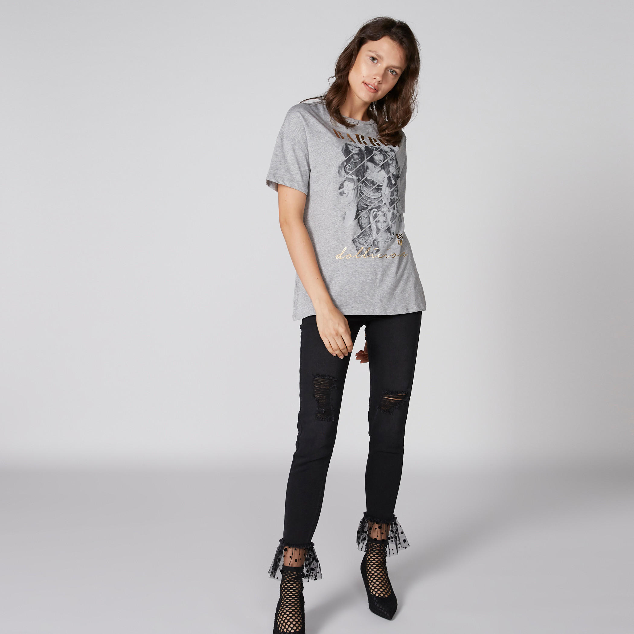 بلوزة بياقة مستديرة وأكمام قصيرة وطبعات باربي-women-clothing-tshirts-image-3