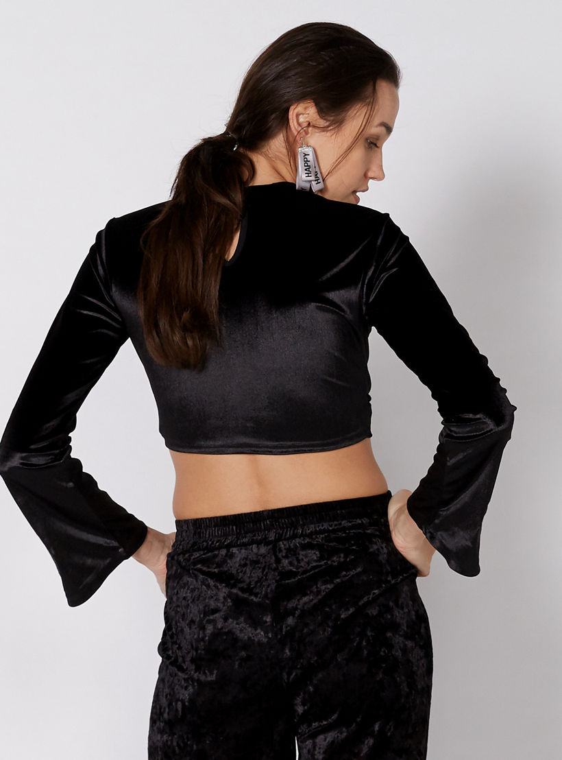 بلوزة قصيرة بياقة مستديرة وأكمام طويلة مع طبعات باربي-women-clothing-shirtsandblouses-blouses-image-4