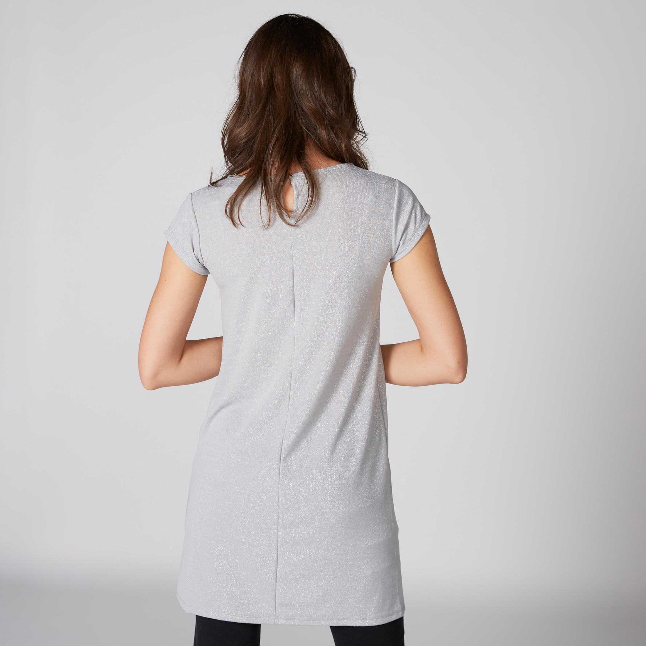 تونيك بارز الملمس بياقة مستديرة وأكمام كاب من باربي-women-clothing-shirtsandblouses-blouses-image-2