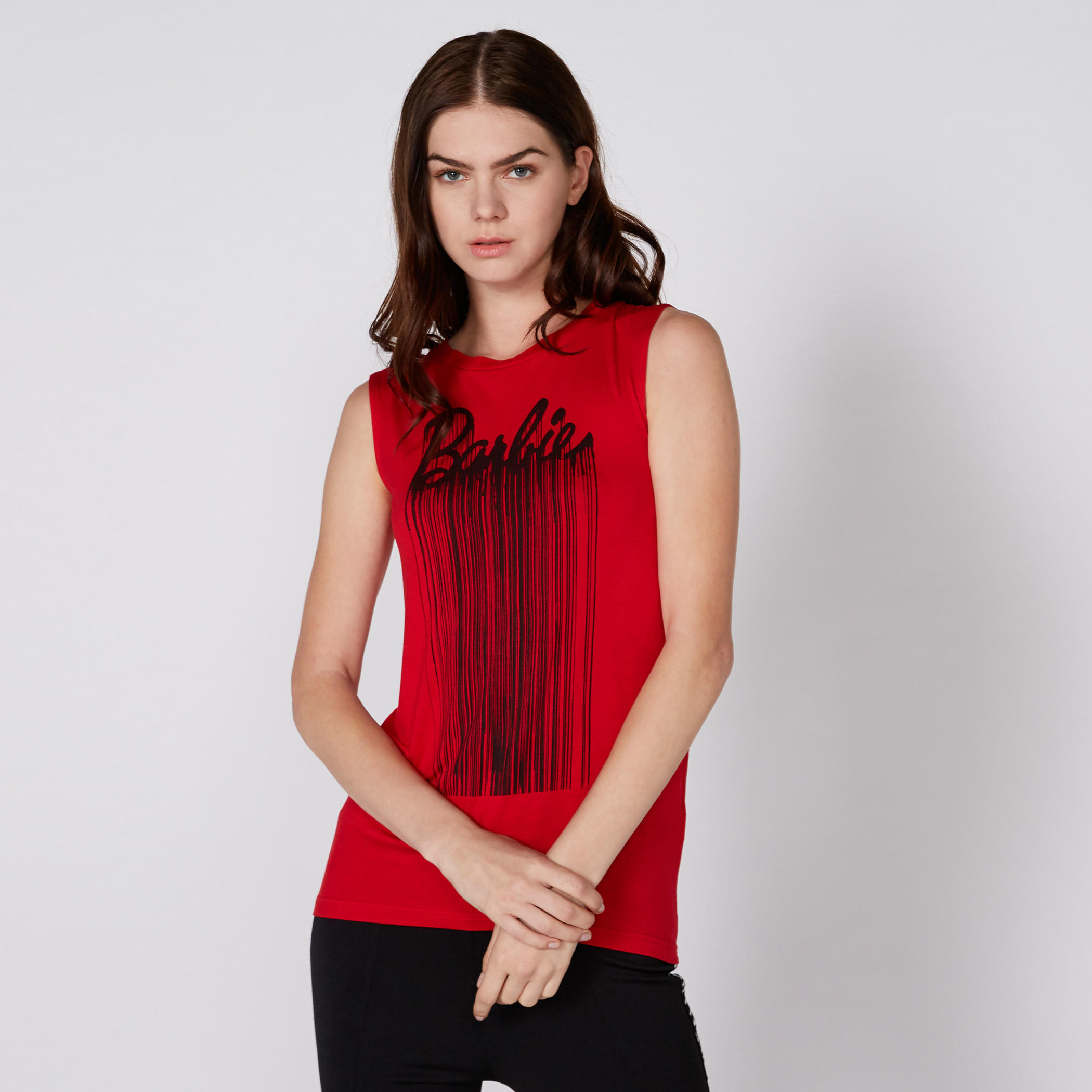 Barbie Printed Sleeveless T-Shirt with Round Neck-women-clothing-tshirts-image-3