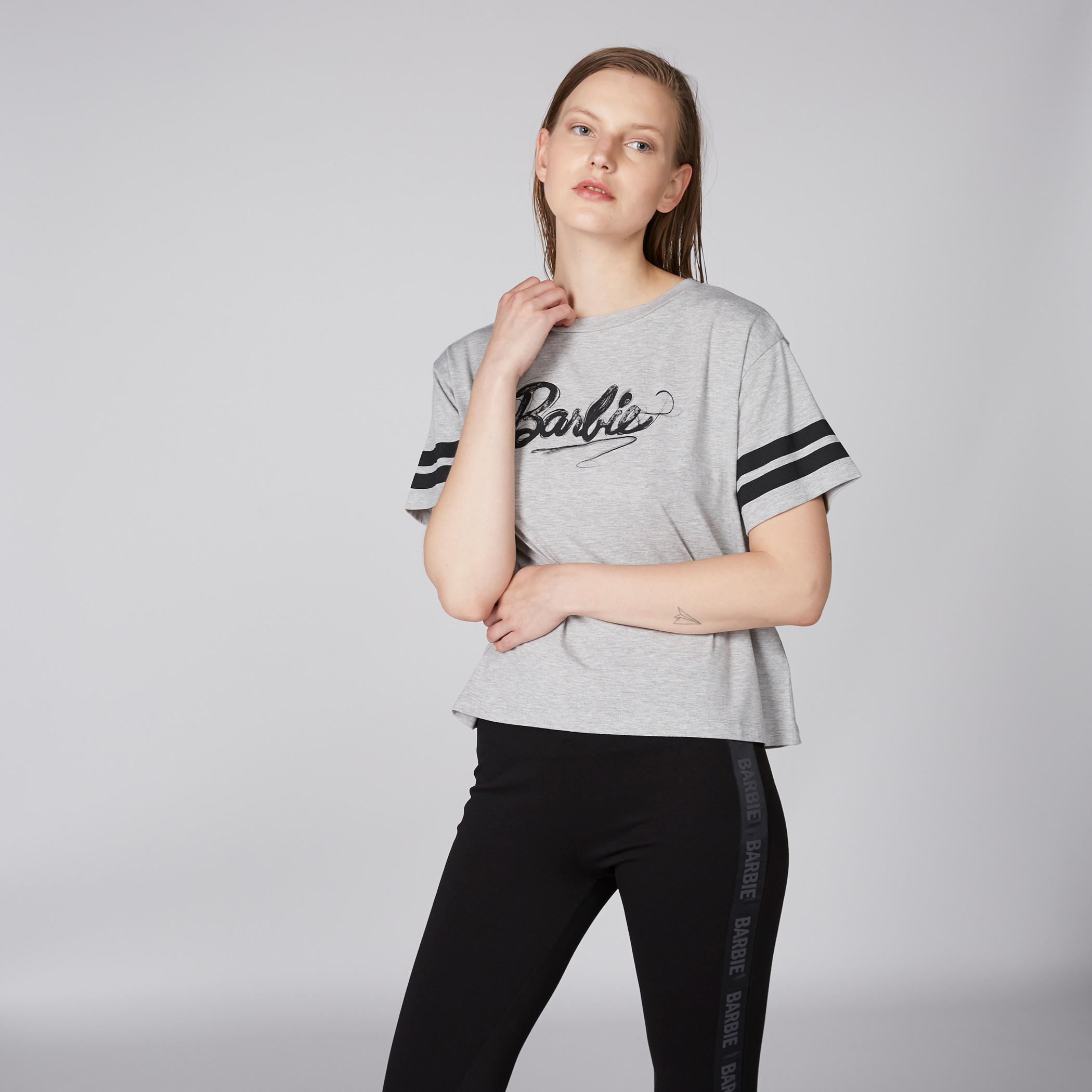 Barbie Printed T-Shirt with Round Neck and Short Sleeves-women-clothing-tshirts-image-3
