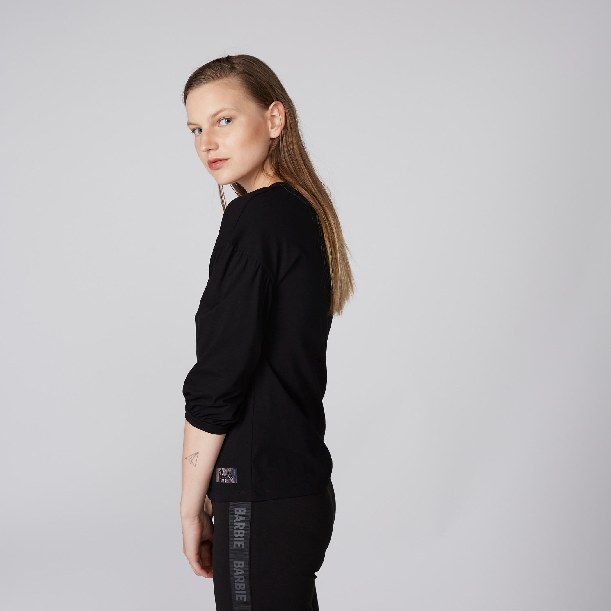 بلوزة بياقة مستديرة وأكمام 3/4 من باربي-women-clothing-shirtsandblouses-blouses-image-3