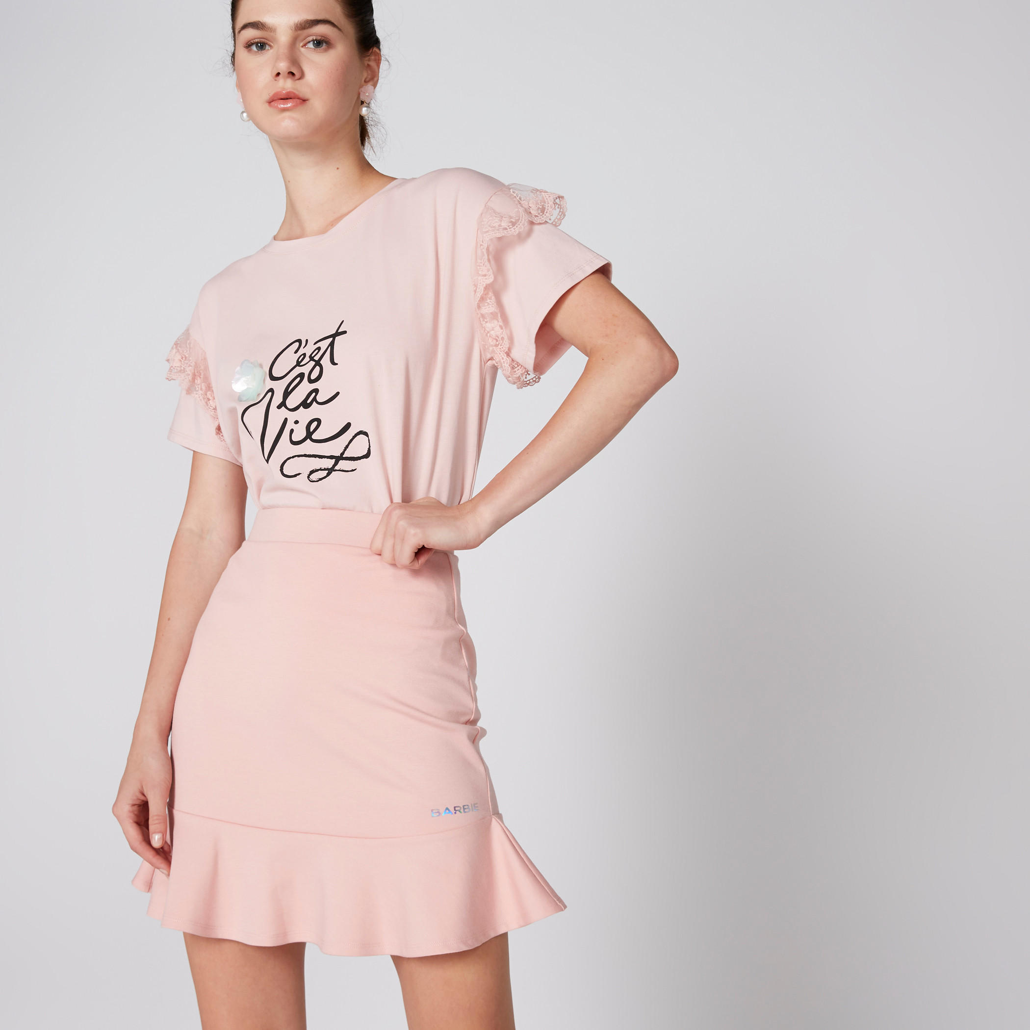 تنورة قصيرة بخصر مطّاطي من باربي-women-clothing-bottoms-skirts-image-1