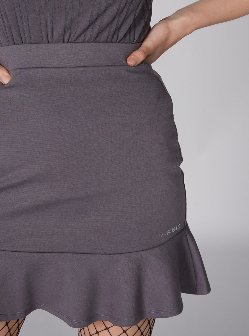 تنورة بخصر مطّاطي وتفاصيل كشكش من باربي-women-clothing-bottoms-skirts-image-1
