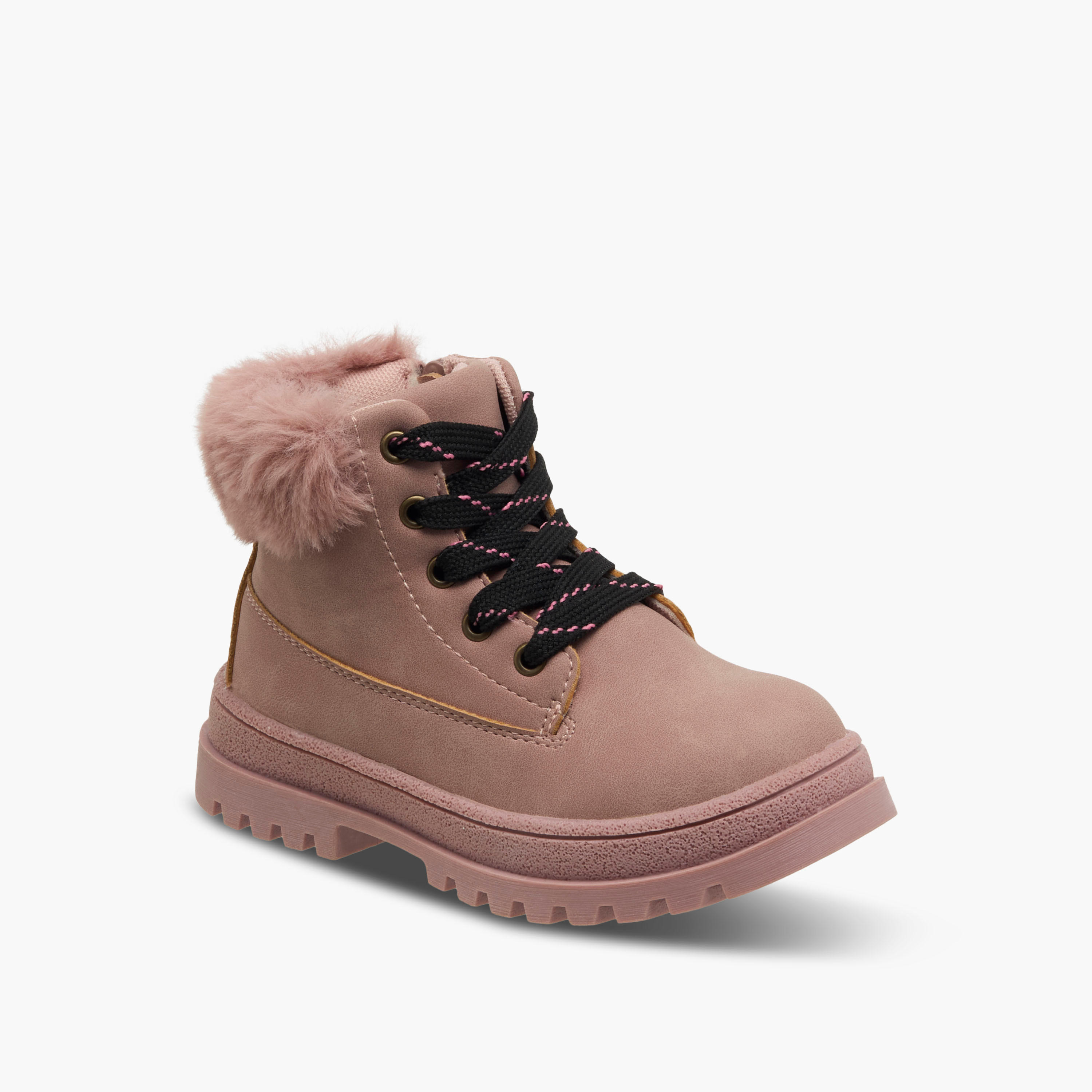 Flora Bella Girls Faux Fur Detail High Cut Boots-girls-shoes-boots-image-2