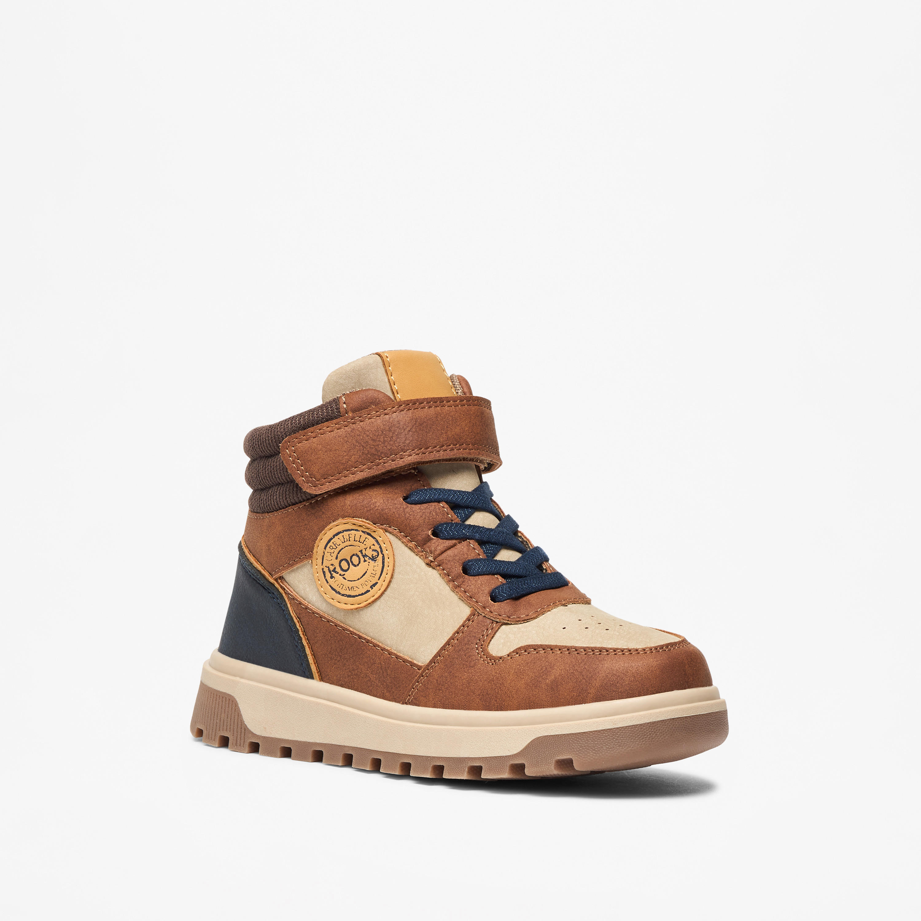 LBL by Shoexpress Panelled High Cut Boots with Hook and Loop Closure-boys-shoes-boots-image-6