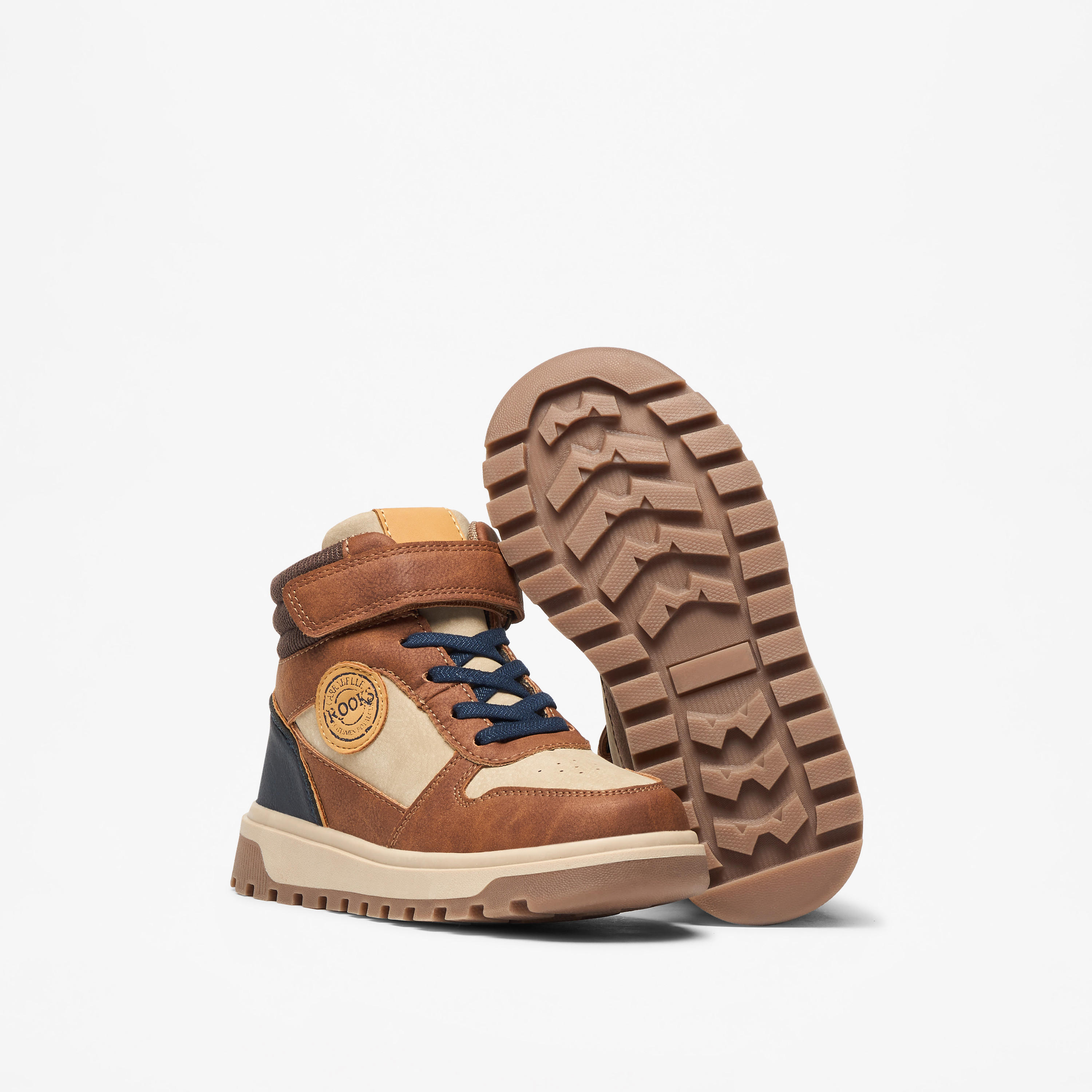 LBL by Shoexpress Panelled High Cut Boots with Hook and Loop Closure-boys-shoes-boots-image-4