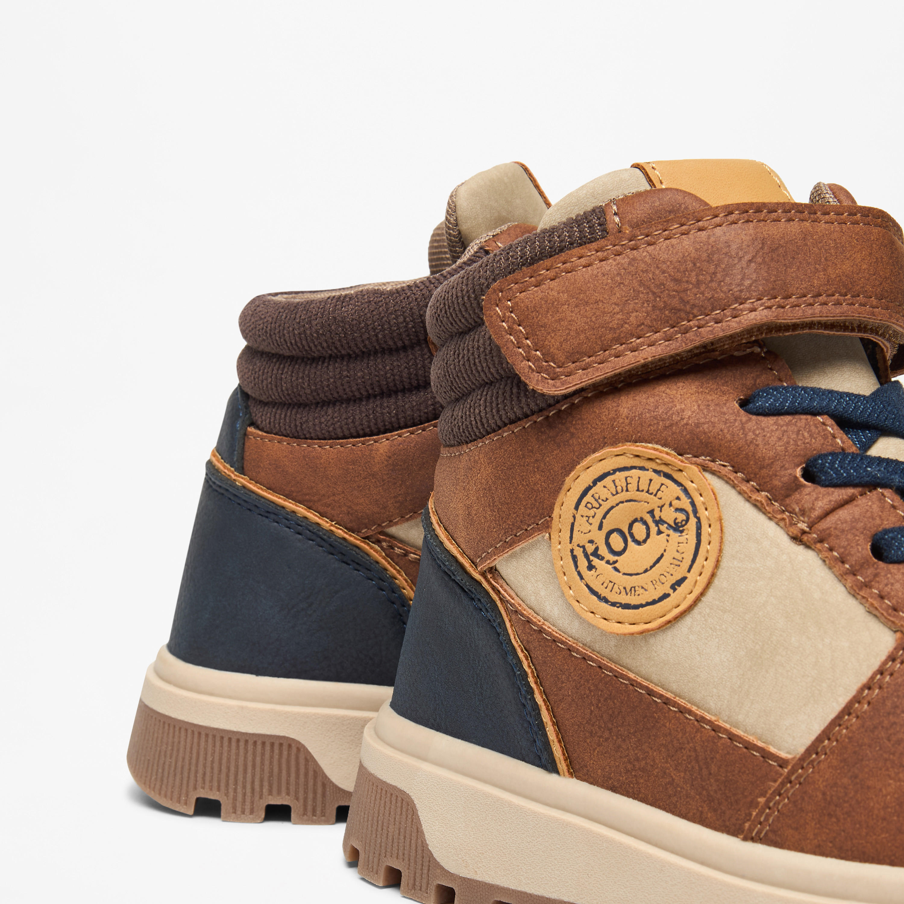 LBL by Shoexpress Panelled High Cut Boots with Hook and Loop Closure-boys-shoes-boots-image-5