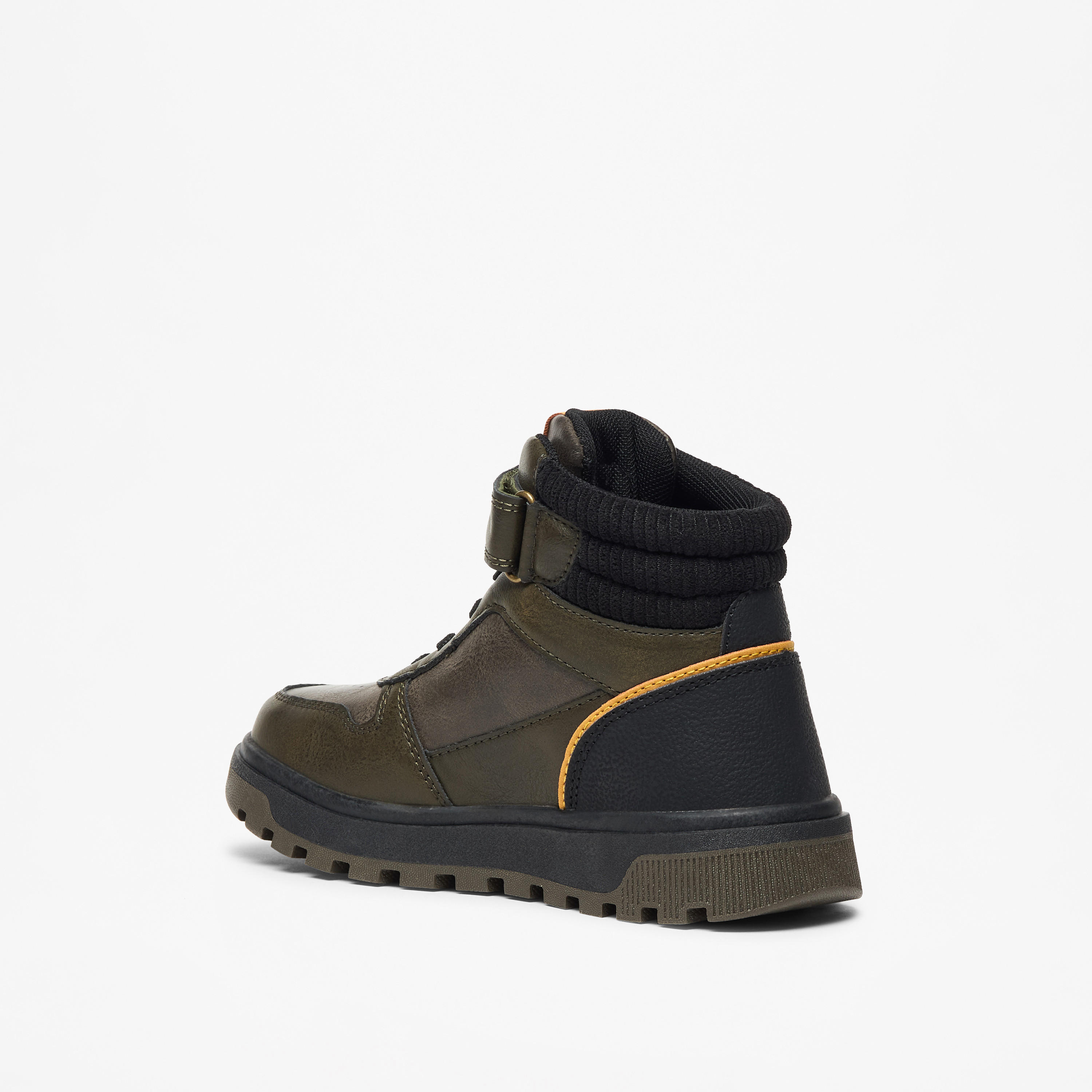 LBL by Shoexpress Panelled High Cut Boots with Hook and Loop Closure-boys-shoes-boots-image-2