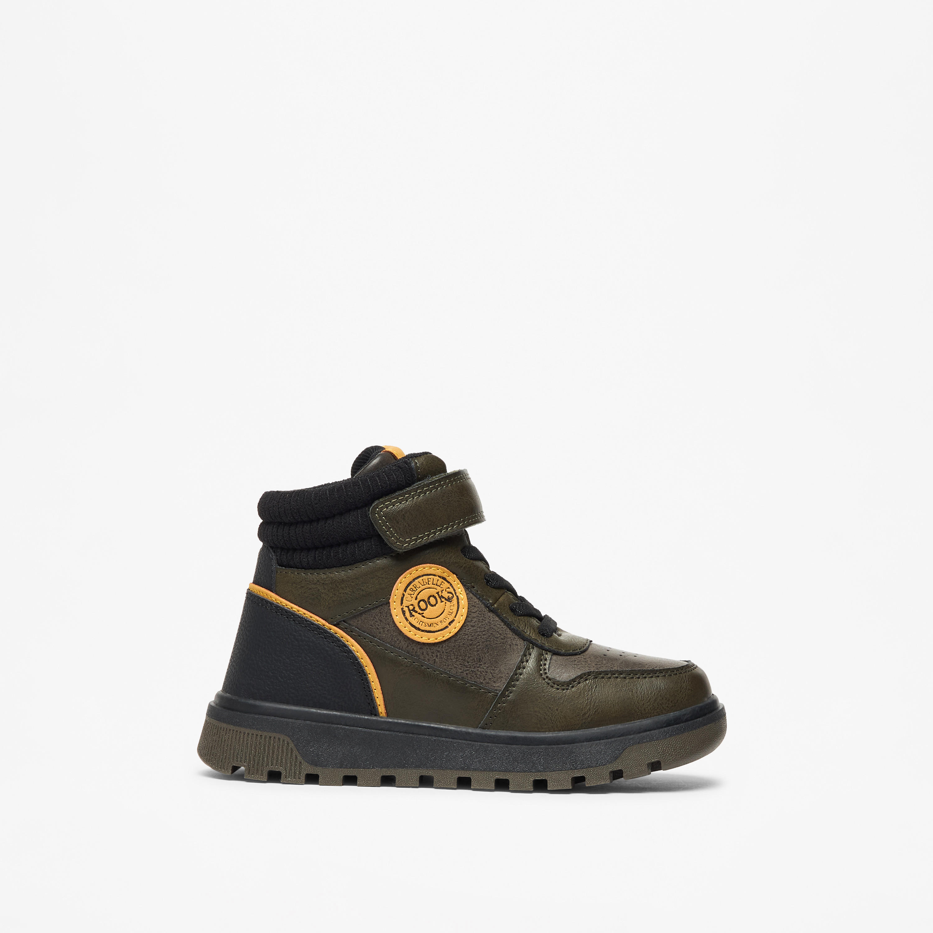 LBL by Shoexpress Panelled High Cut Boots with Hook and Loop Closure-boys-shoes-boots-image-3