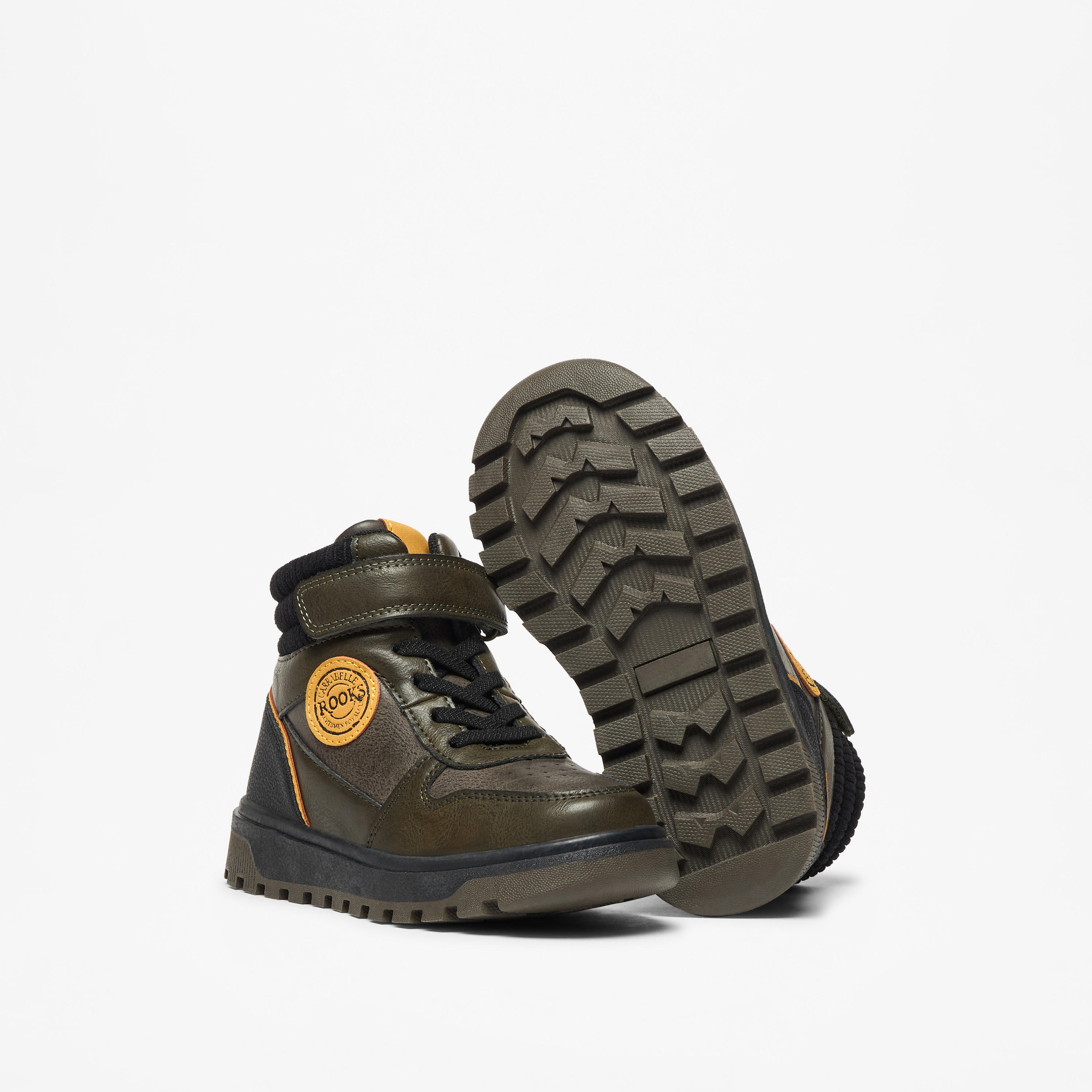 LBL by Shoexpress Panelled High Cut Boots with Hook and Loop Closure-boys-shoes-boots-image-4