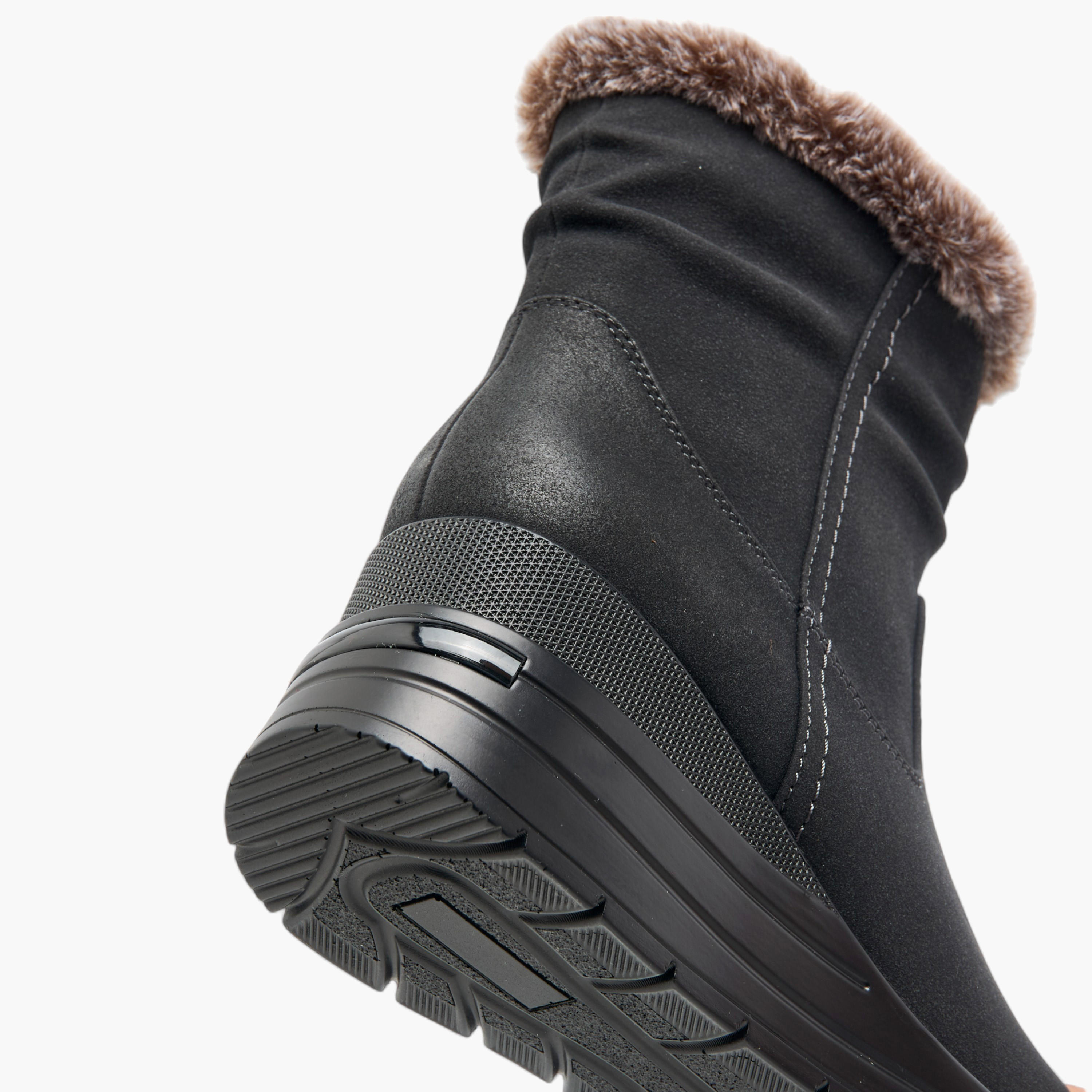Celeste Women's Plush Detail Ankle Boots with Zip Closure and Wedge Heels-women-shoes-boots-image-5