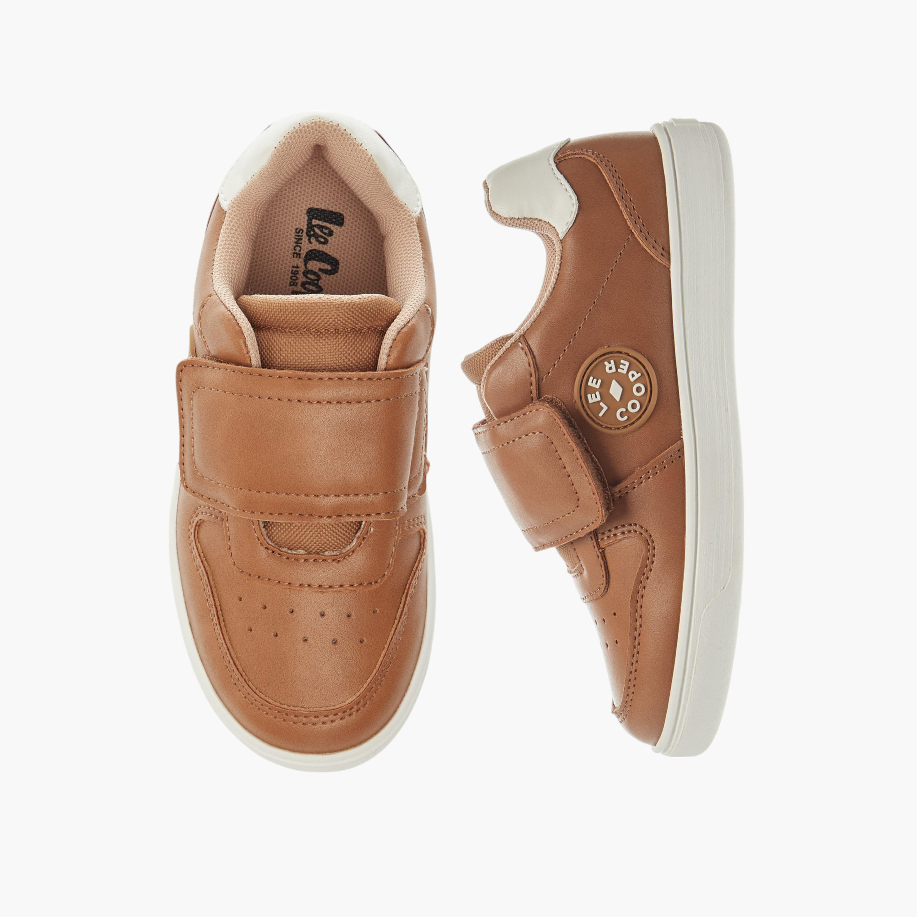 Lee Cooper Kids' Textured Sneakers with Hook and Loop Closure-boys-shoes-sneakers-image-1