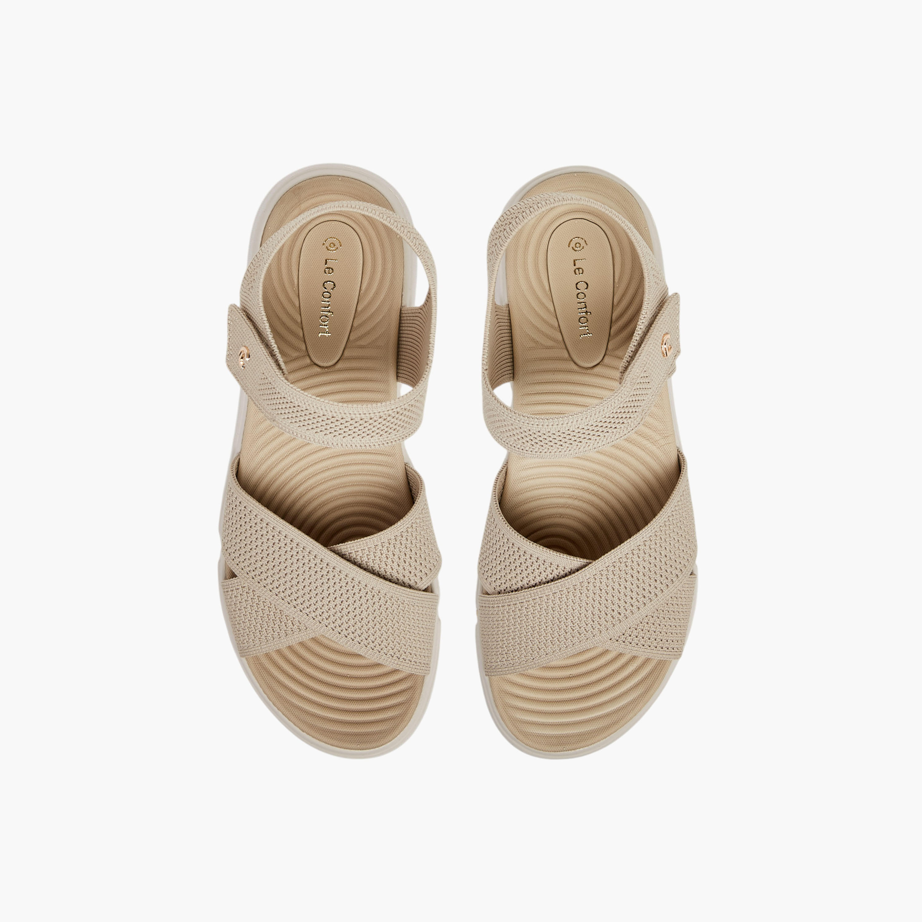 Le Confort Flyknit Cross Strap Comfort Sandals with Hook and Loop Closure-women-shoes-sandals-heeled-image-1