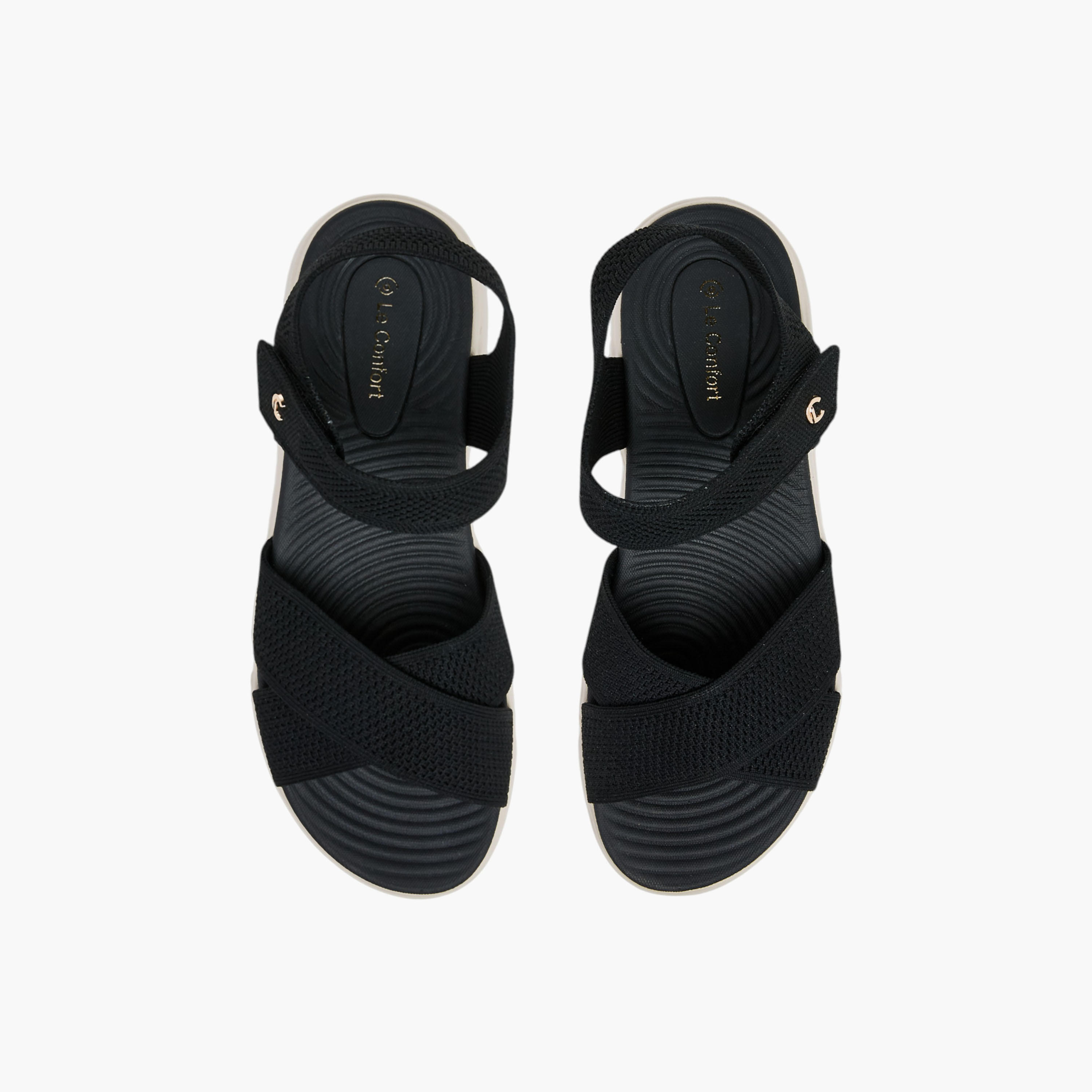 Le Confort Flyknit Cross Strap Comfort Sandals with Hook and Loop Closure-women-shoes-sandals-heeled-image-1