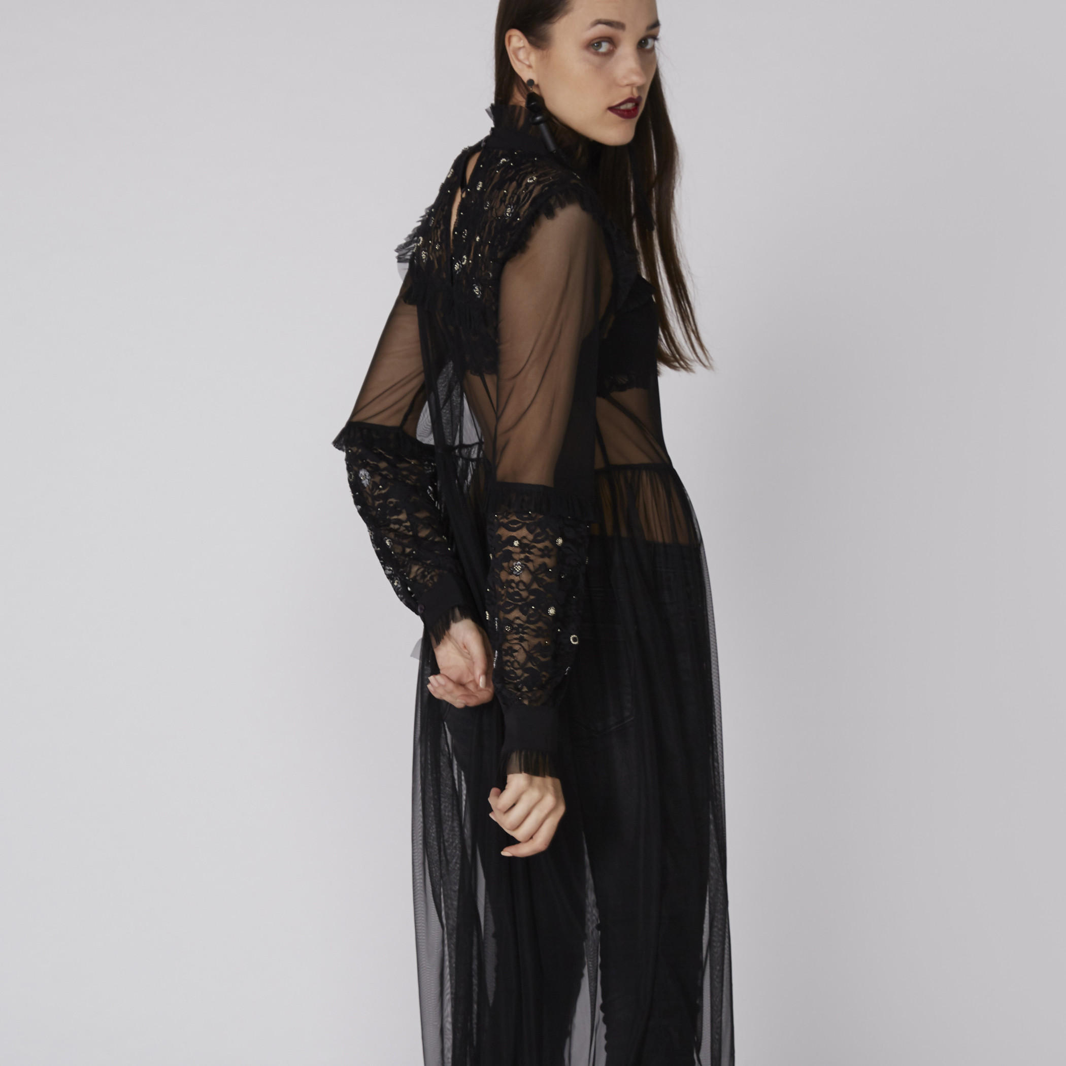 Embellished Maxi Dress with Long Sleeves and Lace Detail without Lining-women-clothing-dresses-image-2